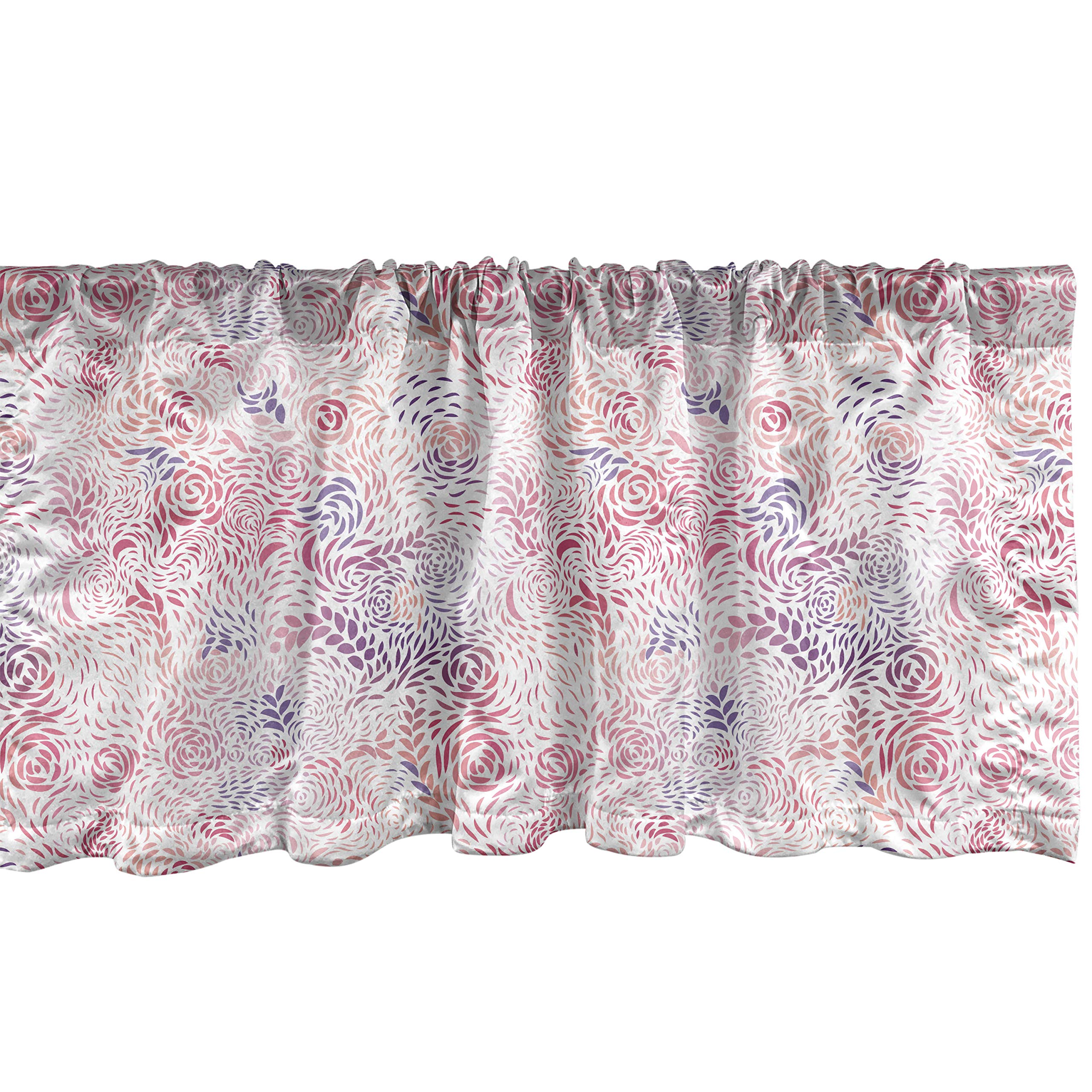Ambesonne Floral Window Valance - Pink Abstract Roses & Petals Design, Rod Pocket Kitchen & Bedroom Curtain Valance, 54x18 Inches, Multicolor | Perfect for Farmhouse, Cottage & Boho Home Decor
