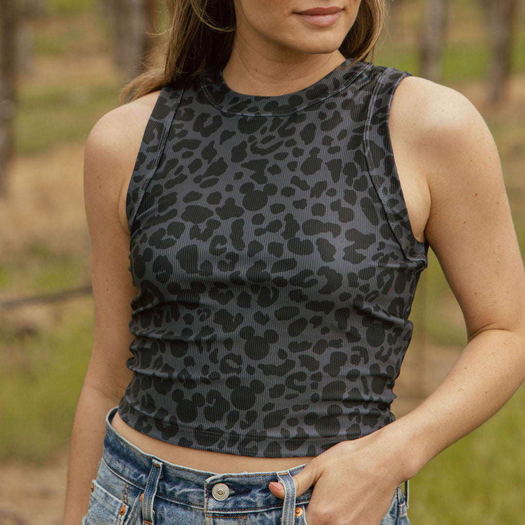 Disney Mickey Mouse High Neck Camo Tank Top for Women - Casual & Trendy Summer Outfit for Theme Parks & Streetwear