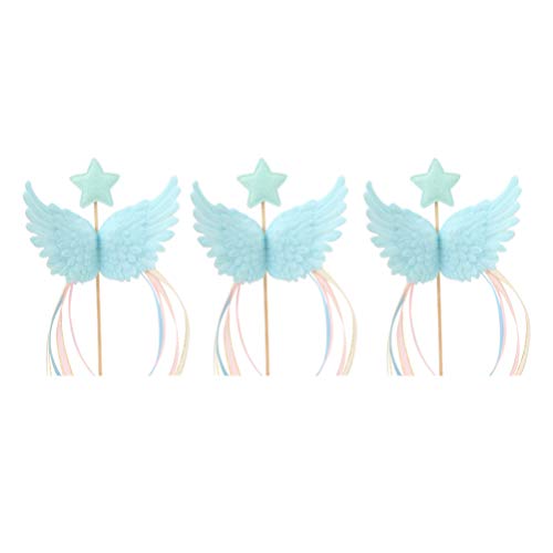 UPKOCH 3-Piece Angel Wings Cupcake Toppers Set - Little Star & Tassel Decorations for Baby Showers, Birthdays, Weddings (Random Colors) | Perfect for Dessert Table Decor, Party Favors, and Celebration Cakes