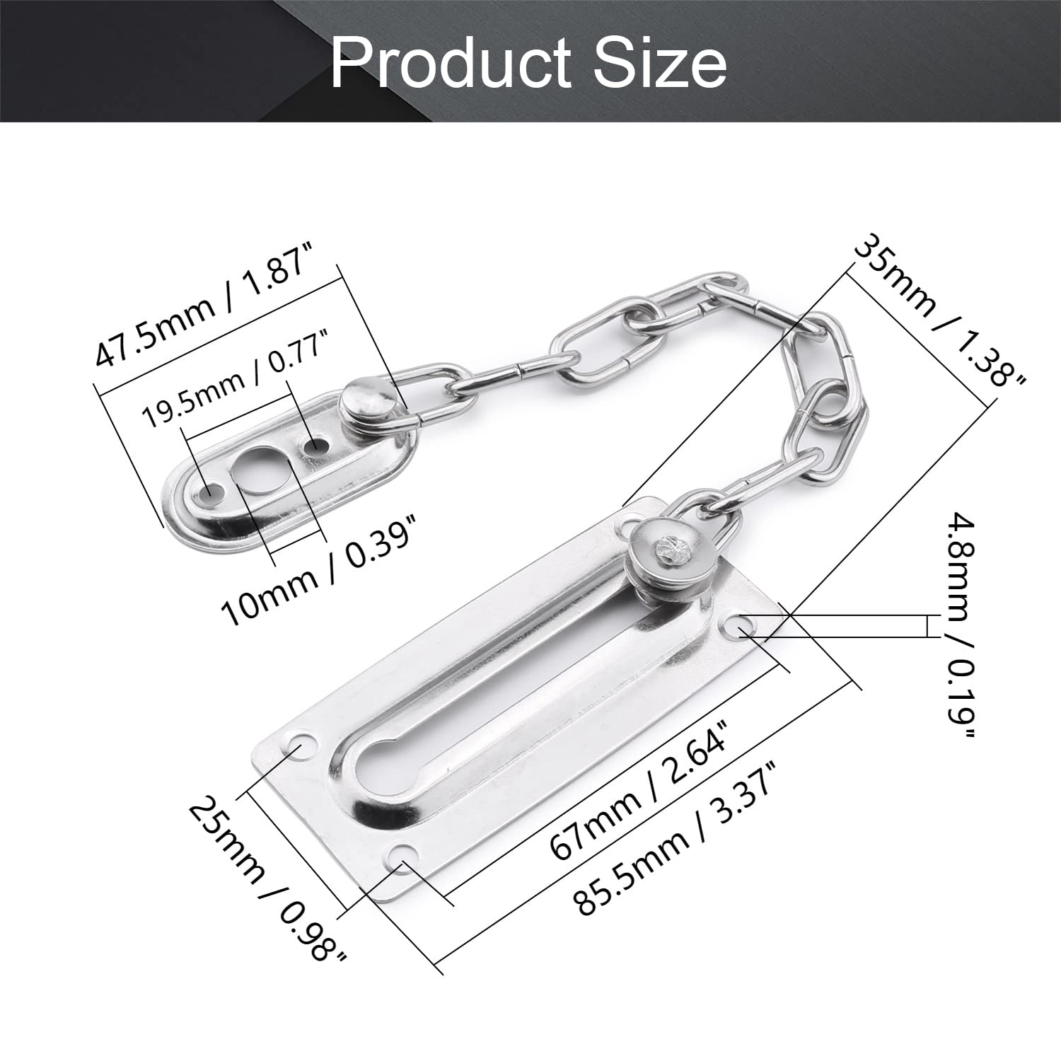MroMax Home Security Door Guard - Heavy Duty Cold Rolled Steel Burglarproof Chain Lock for Enhanced Door Protection (Silver, 1-Pack) | Ideal for Apartments, Houses & Rental Properties