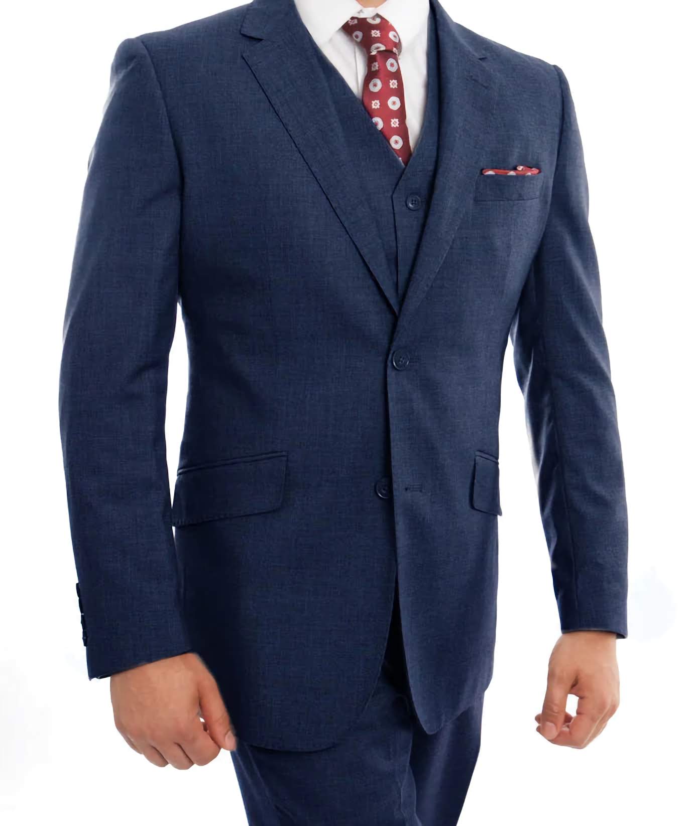 Premium Italian Wool Suit for Men - Modern Fit 3-Piece Indigo Blue Business Suit - Perfect for Weddings, Office & Formal Events