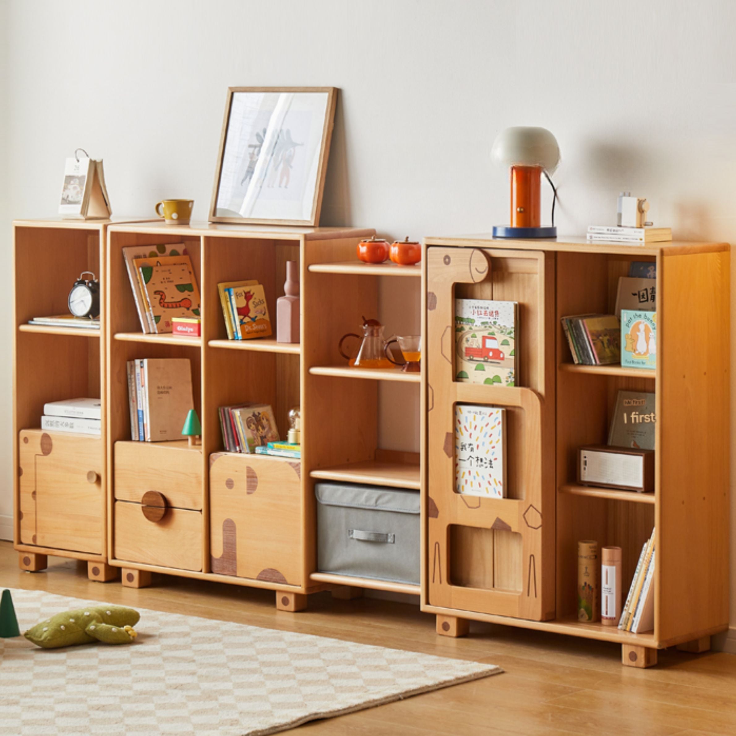 Sturdy Oak Solid Wood Multi-Layer Kids Bookcase - Durable Children's Bookshelf for Bedroom, Nursery & Playroom Organization