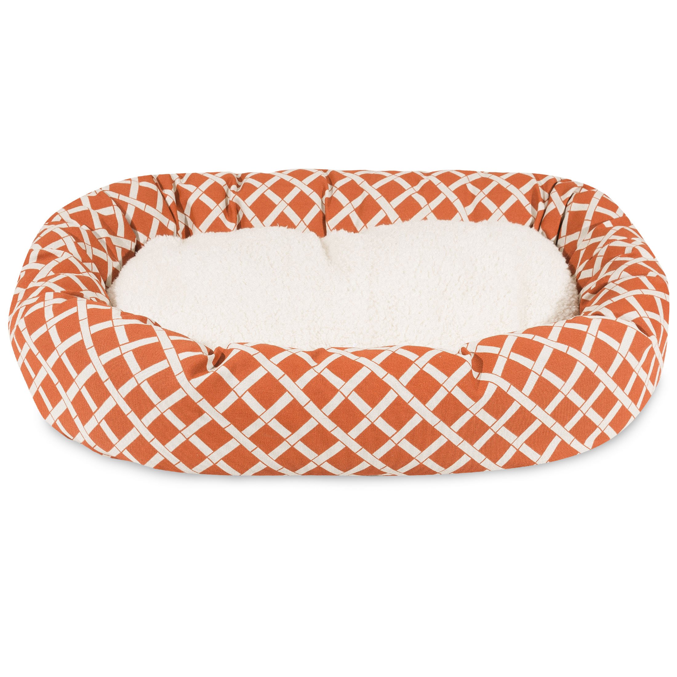 52 Inch Burnt Orange Bamboo Sherpa Dog Bed - Ultra Soft & Durable Pet Bed for Large Dogs, Orthopedic Support for Joint Pain - Perfect for Living Room, Bedroom, or Crate Use