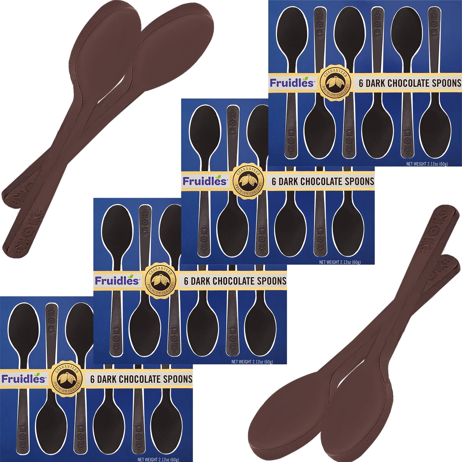 Dark Chocolate Spoons - Edible Hot Cocoa Stirrers, Non-GMO, 12-Pack - Perfect for Coffee & Dessert Lovers