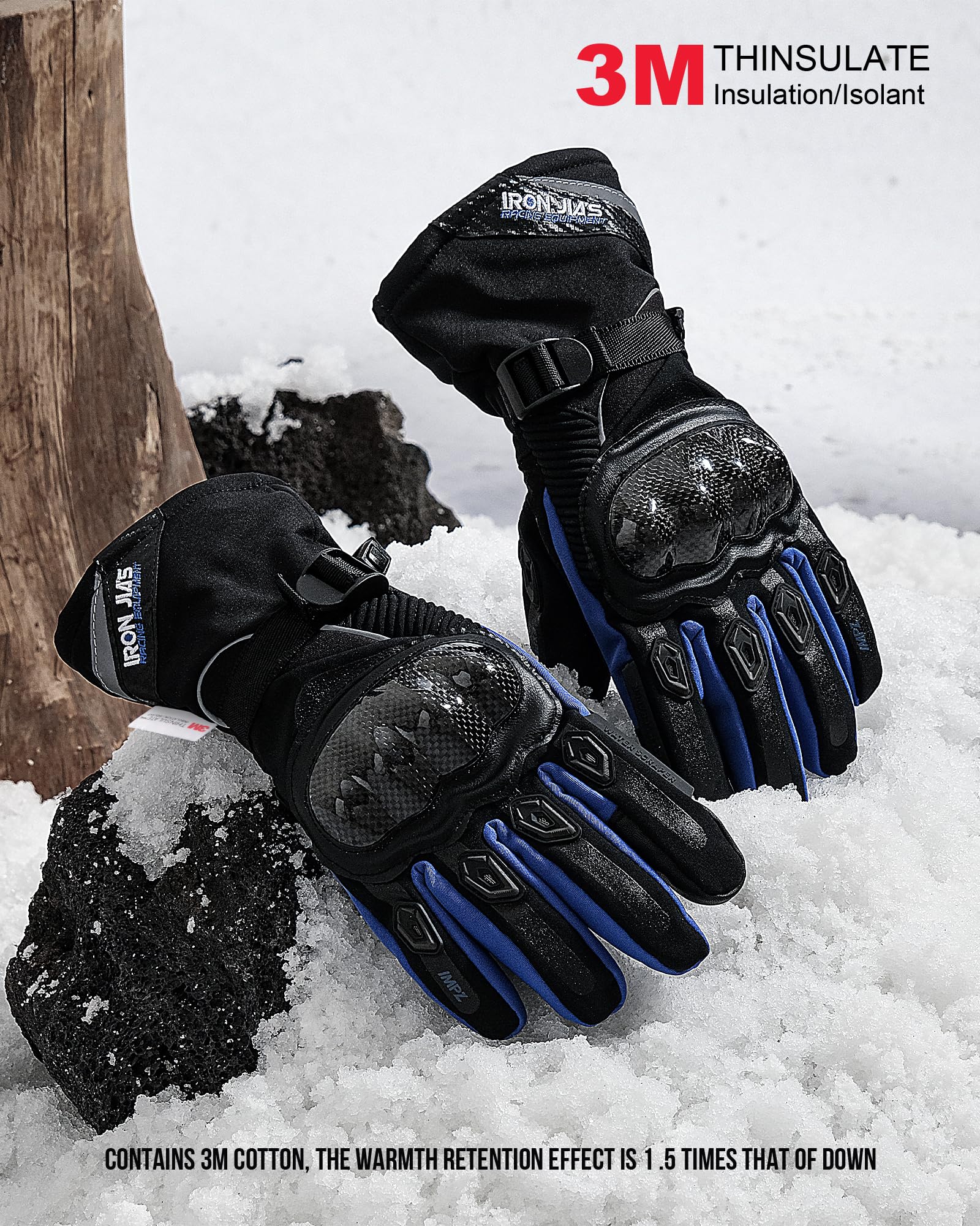 BORLENI Winter Motorcycle Gloves - Waterproof, Windproof & Warm Riding Gloves for Men & Women - Ideal for Cold Weather Commuting, Touring & Adventure Riding