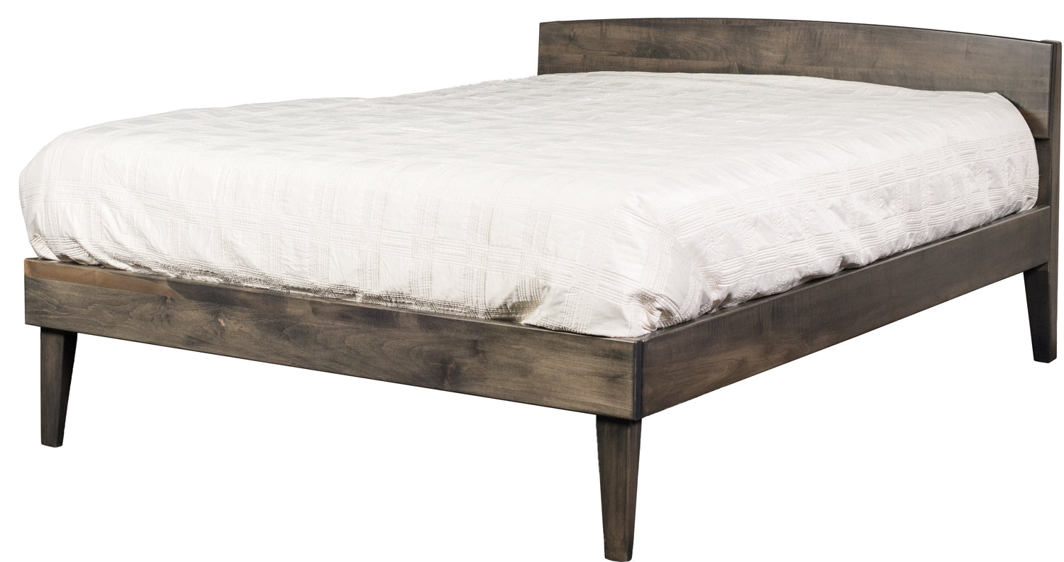 Madison Low Headboard Solid Hardwood Mid Century Modern Platform Bed Frame - Queen Size Bedroom Furniture for Small Spaces & Modern Apartments