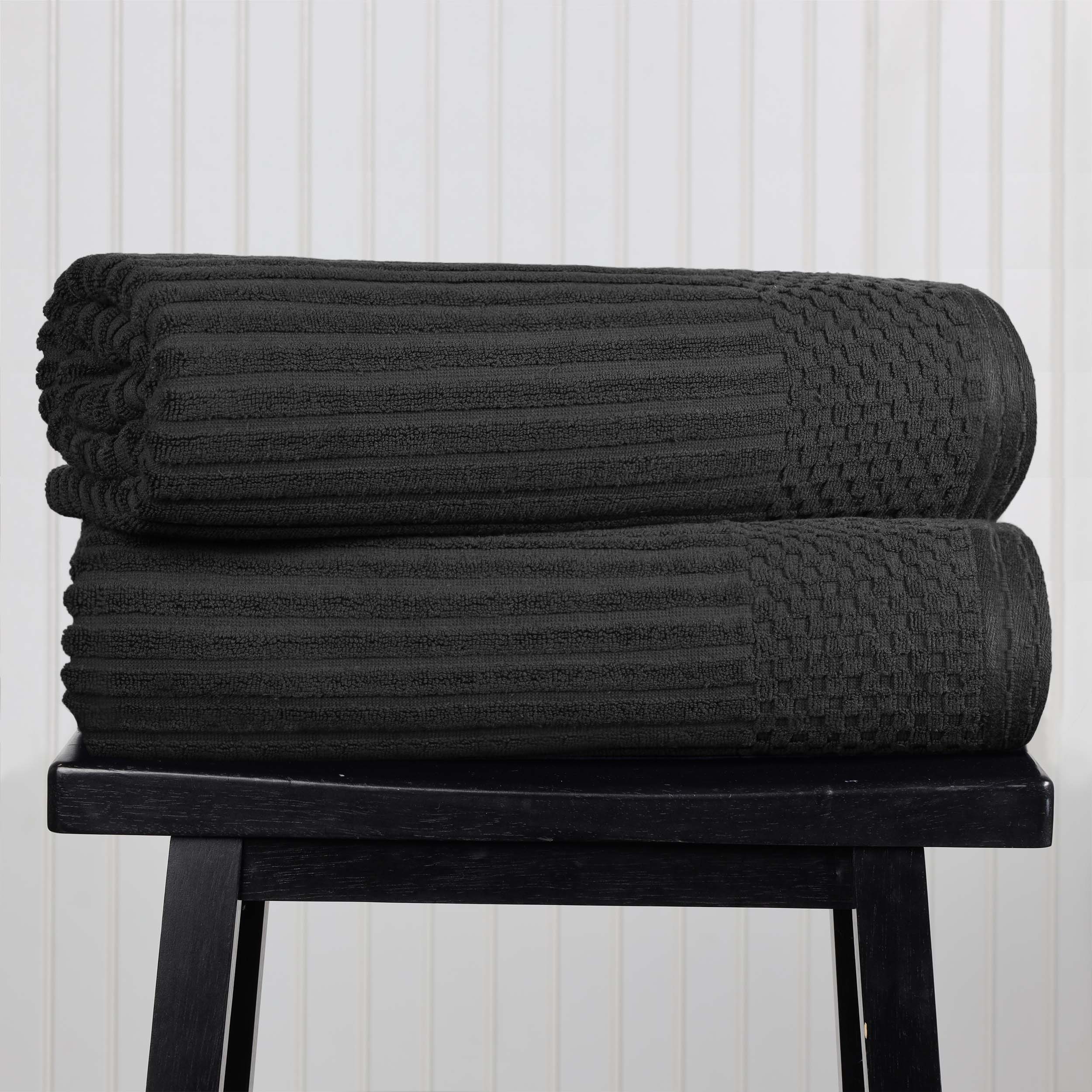 Premium Cotton Ribbed Textured Bath Towel Set - Ultra Absorbent 2-Piece Bath Sheet Set for Spa, Beach & Luxury Bathroom Use