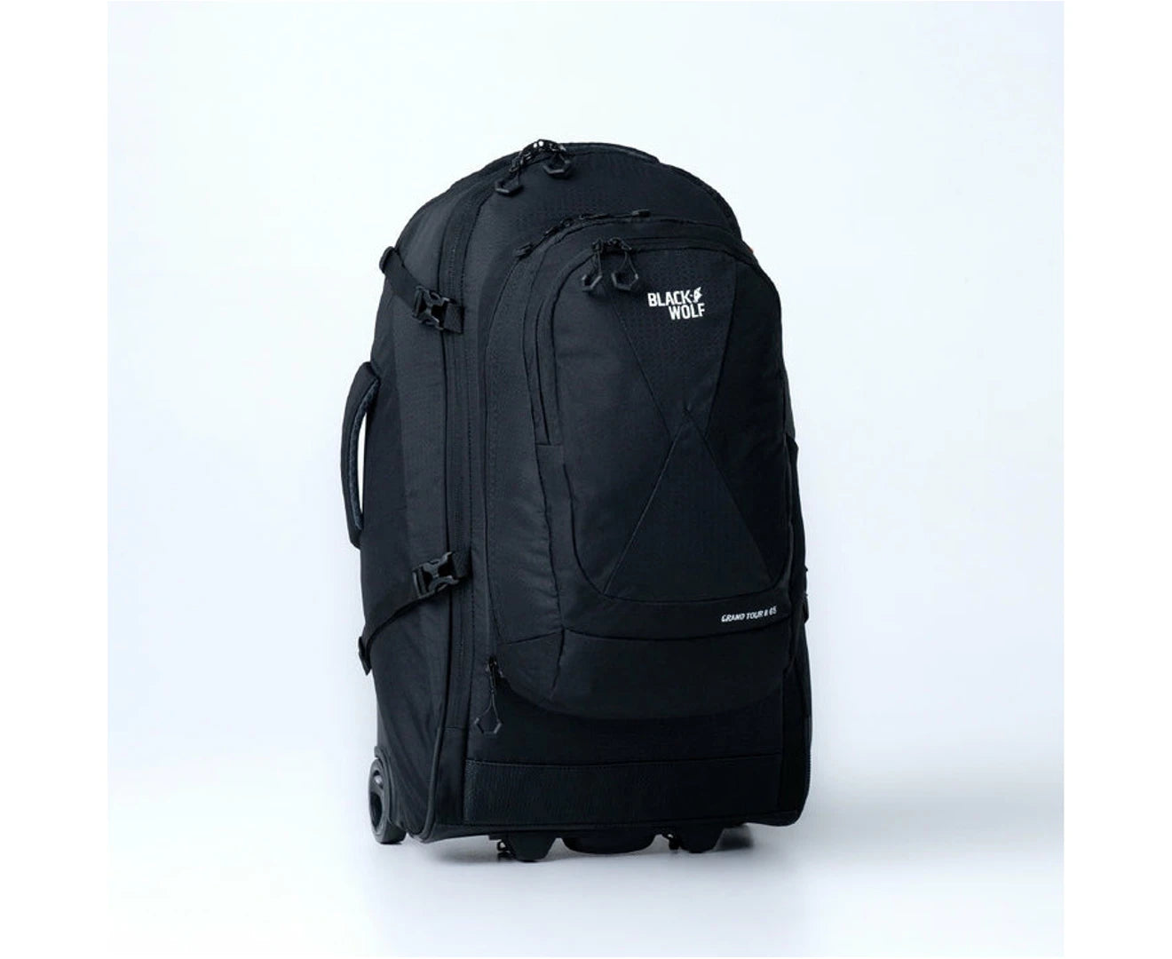 Black Wolf 65L (+20L) Grand Tour II Wheeled Duffel Bag with Backpack Straps & Deep Well - Perfect for Travel, Camping & Outdoor Adventures