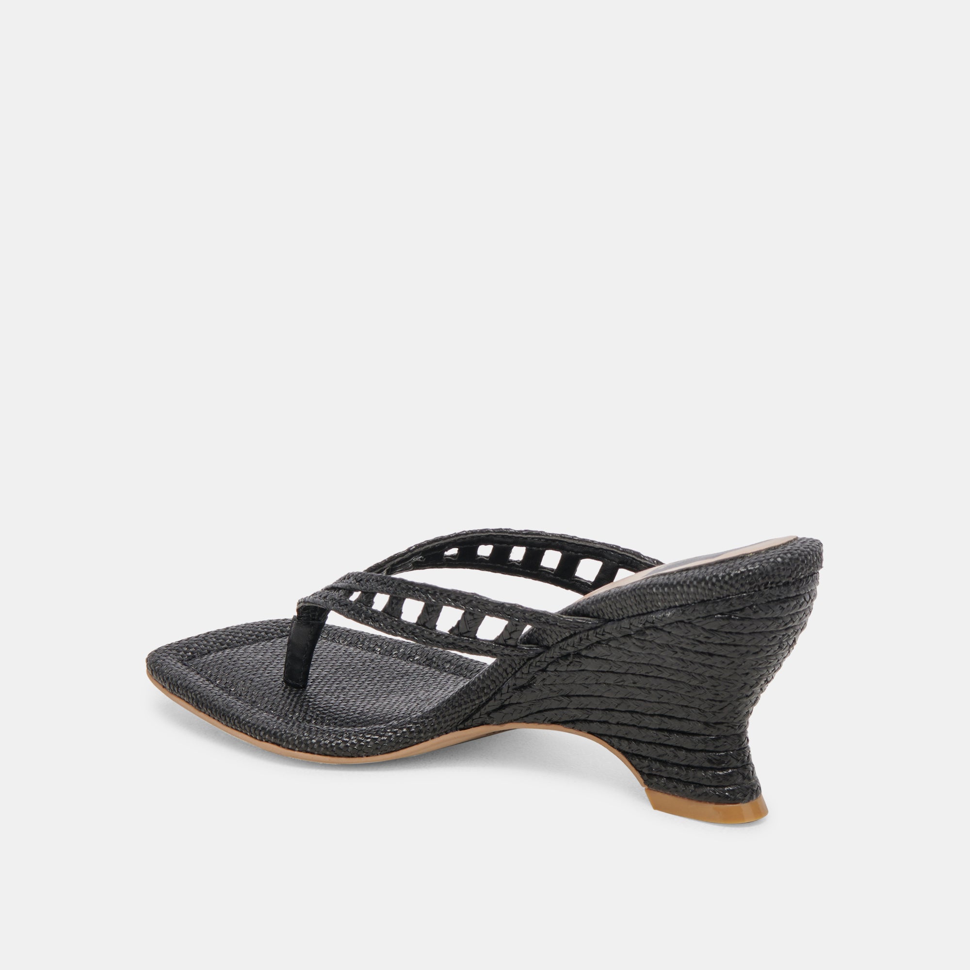 NULLAH WEDGES ONYX RAFFIA Sandals - Women's Comfortable High Heel Wedge Shoes for Summer | Perfect for Beach, Vacation, and Casual Outings