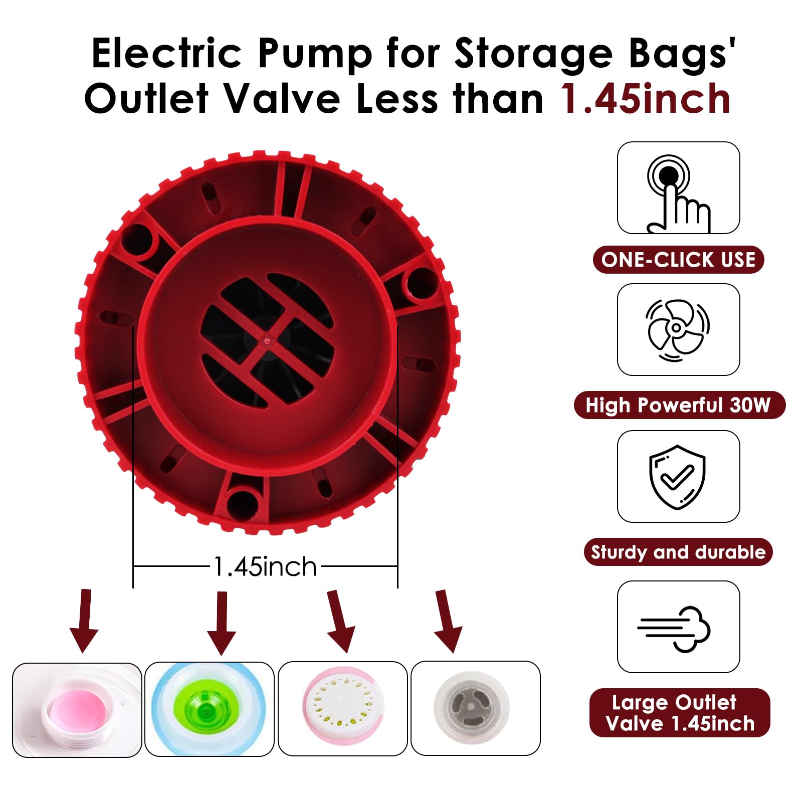 30W Electric Vacuum Pump for Large Storage Bags - Powerful US Plug-in Sealer for Clothes, Blankets & Seasonal Items (Bags Not Included) - Perfect for Space Saving & Home Organization