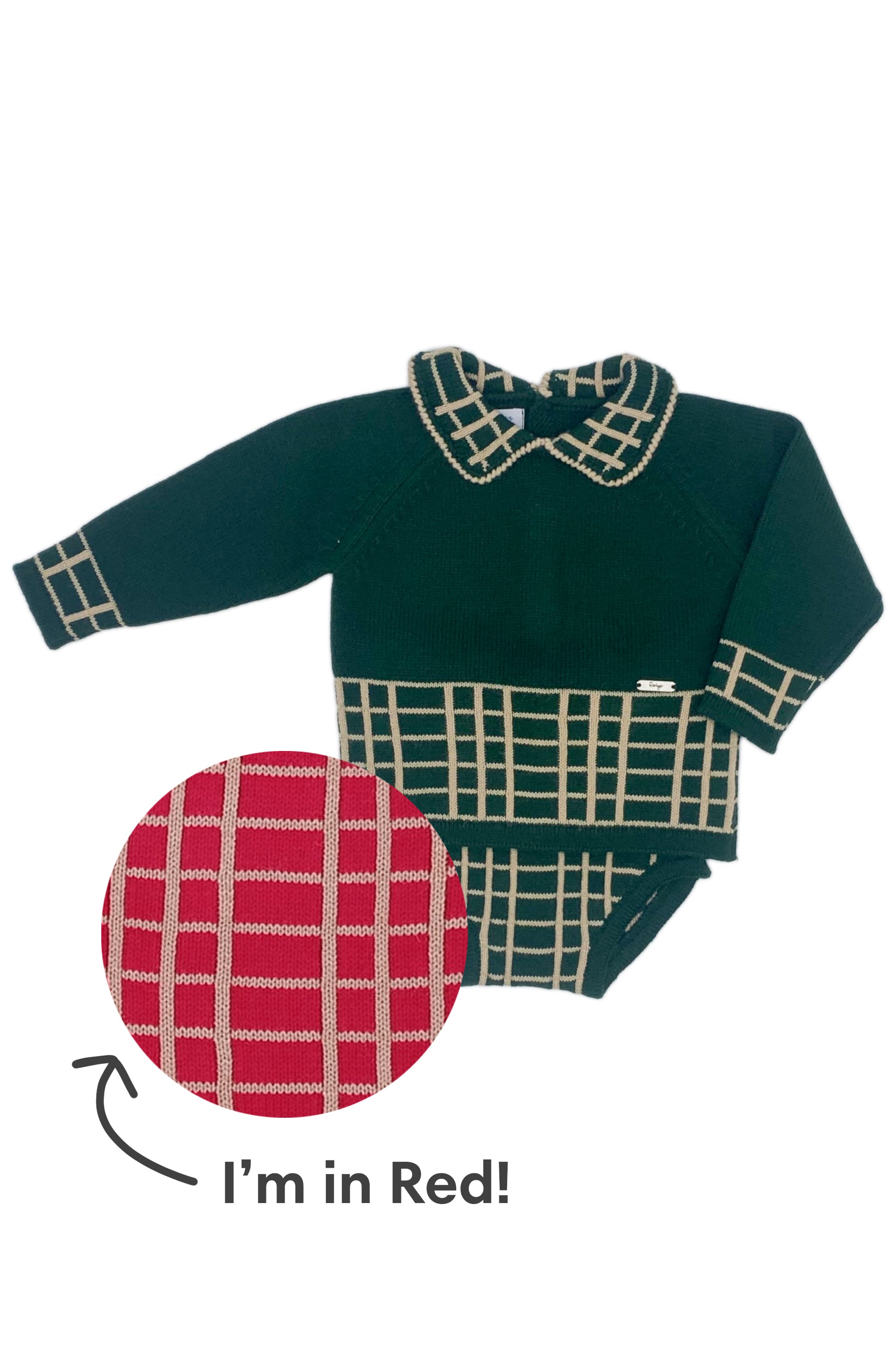 Stylish William Red & Camel Check Knit Top with Matching Jam Pants Set - Perfect for Casual Outings, Coffee Dates, and Weekend Relaxation