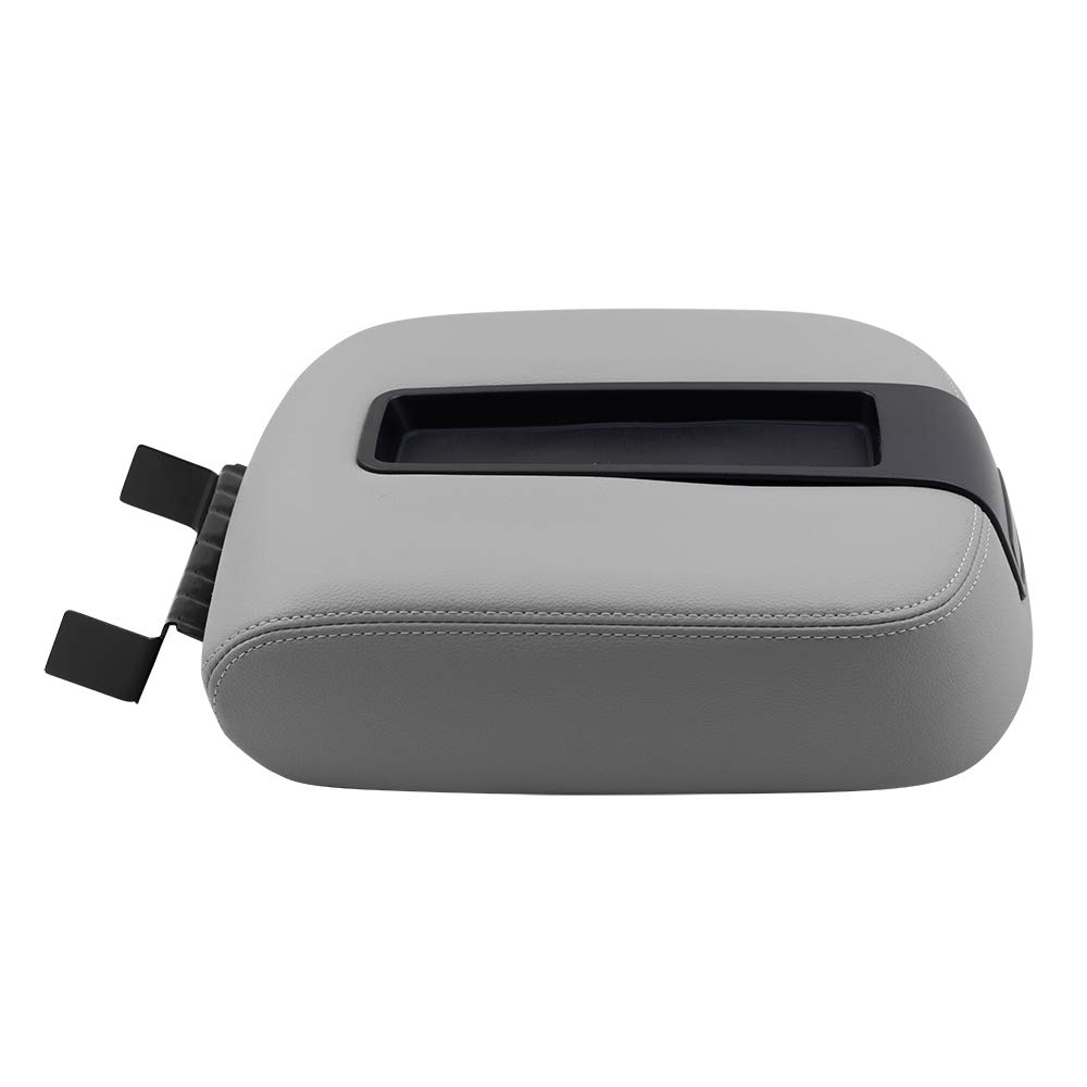Brock Replacement Gray Center Console Armrest Lid Cover Compatible with 2007-2013 Chevy Silverado GMC Sierra Tahoe Escalade Pickup Truck - Durable Upgrade for Full Center Console Comfort & Style
