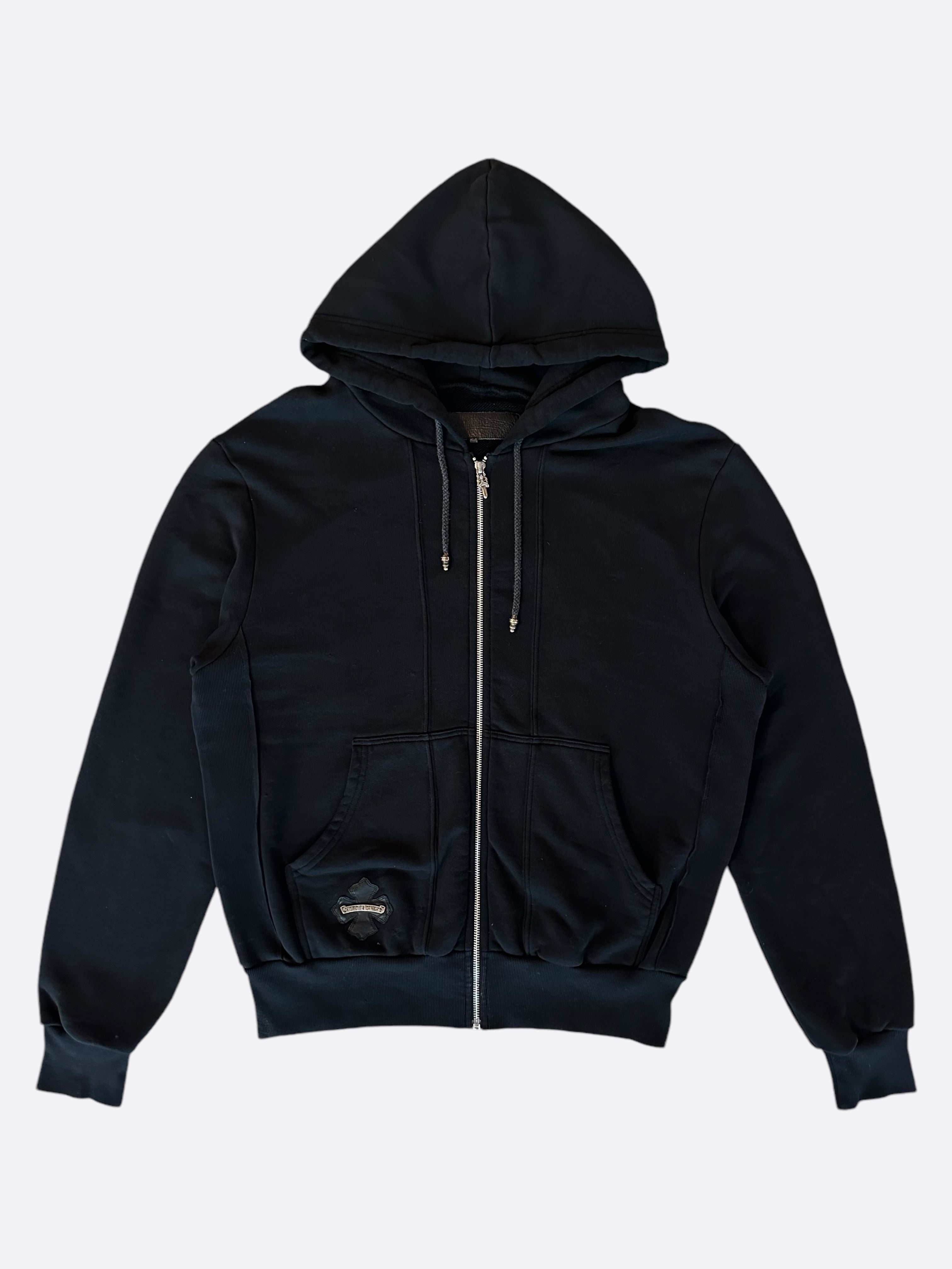 Chrome Hearts Black Leather Horseshoe Logo Zip Up Hoodie for Men & Women | Stylish Streetwear & Casual Outfit | Perfect for Urban Fashion & Daily Wear