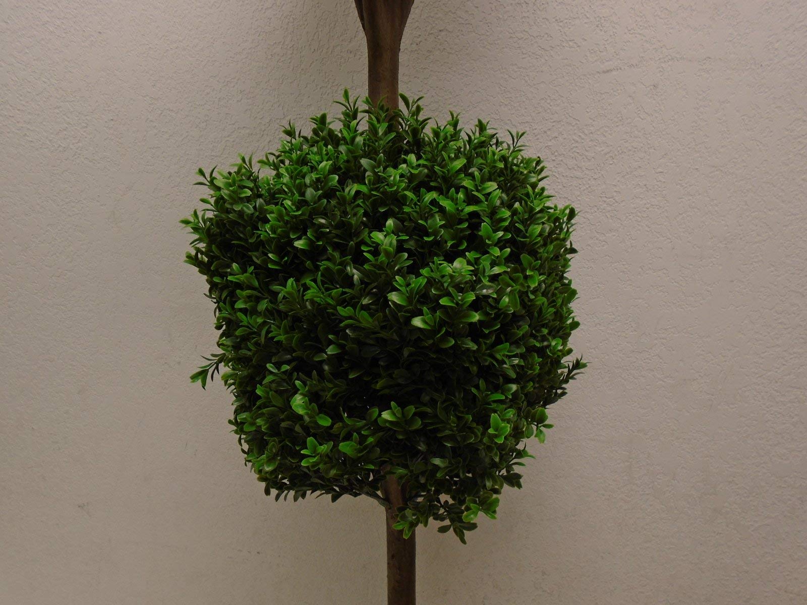 4' Double Ball-Shaped Boxwood Topiary in Plastic Pot - Two-Tone Green Artificial Plant for Home, Office, and Garden Decor