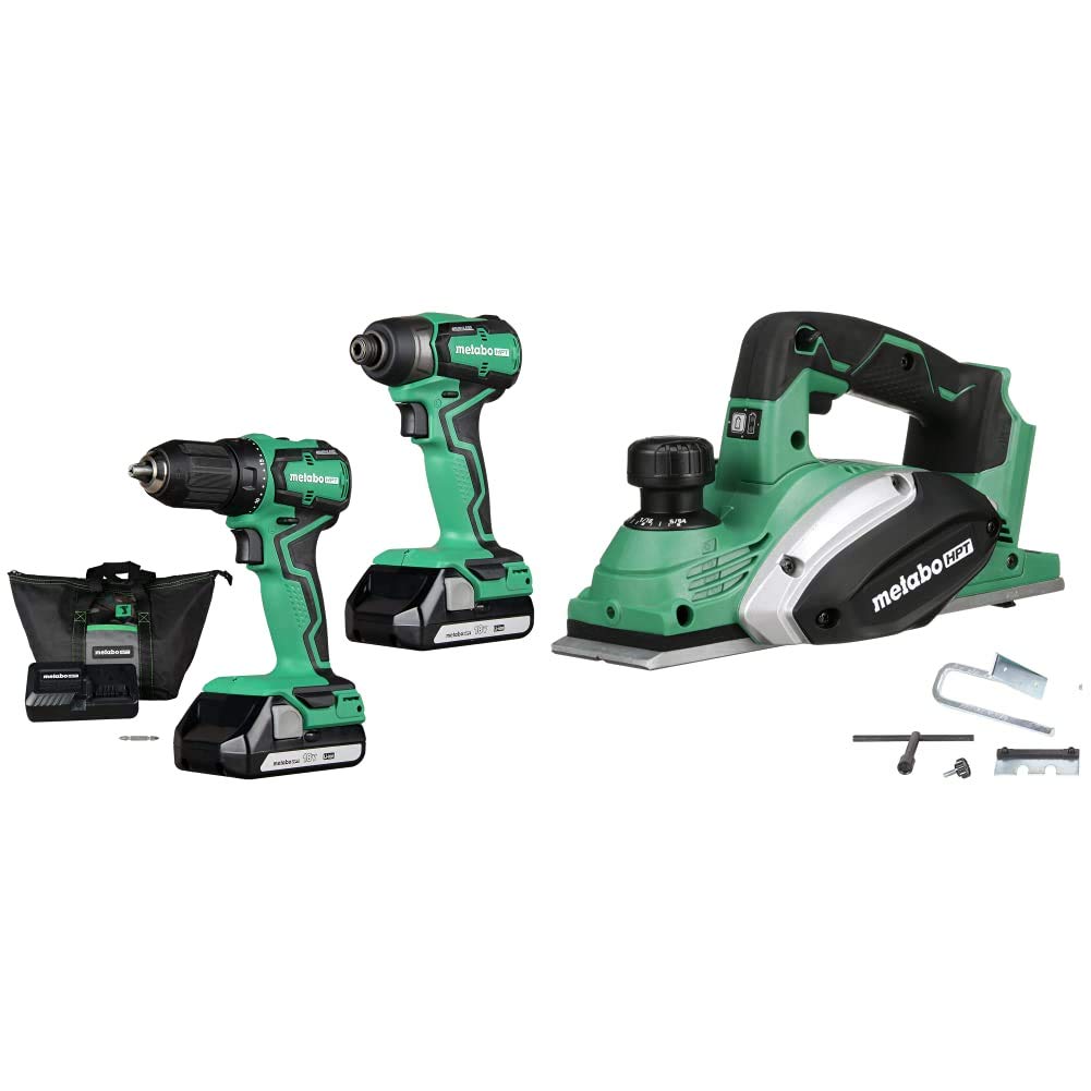 Metabo HPT 18V Cordless Drill & Impact Driver Combo Kit with Free Cordless Planer (Tool Only) - Perfect for DIY Home Projects, Woodworking & Professional Construction Work