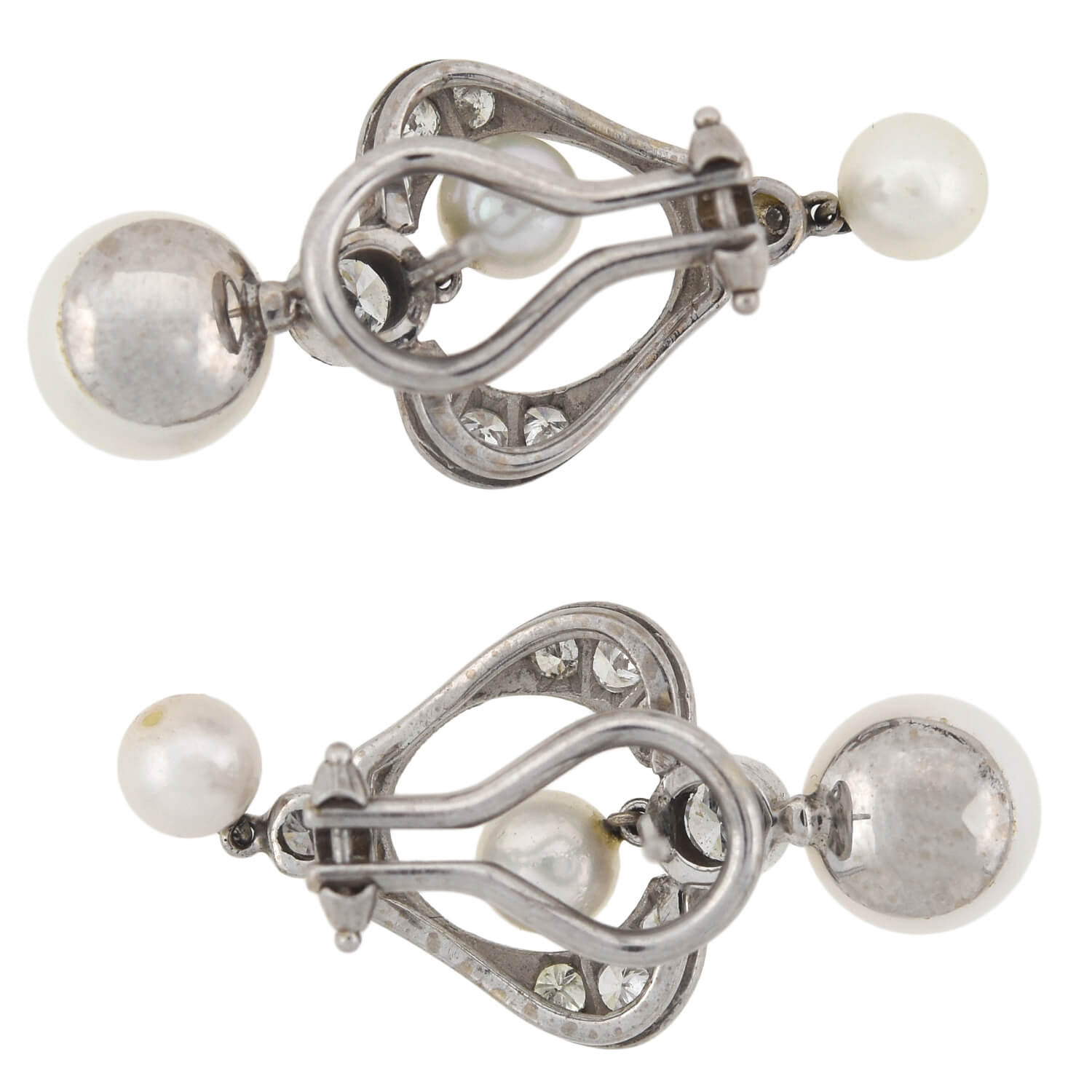 Vintage 14K Gold Diamond and Pearl Dangle Earrings for Women - Elegant Bridal Jewelry, Anniversary Gift, Wedding Party Accessories