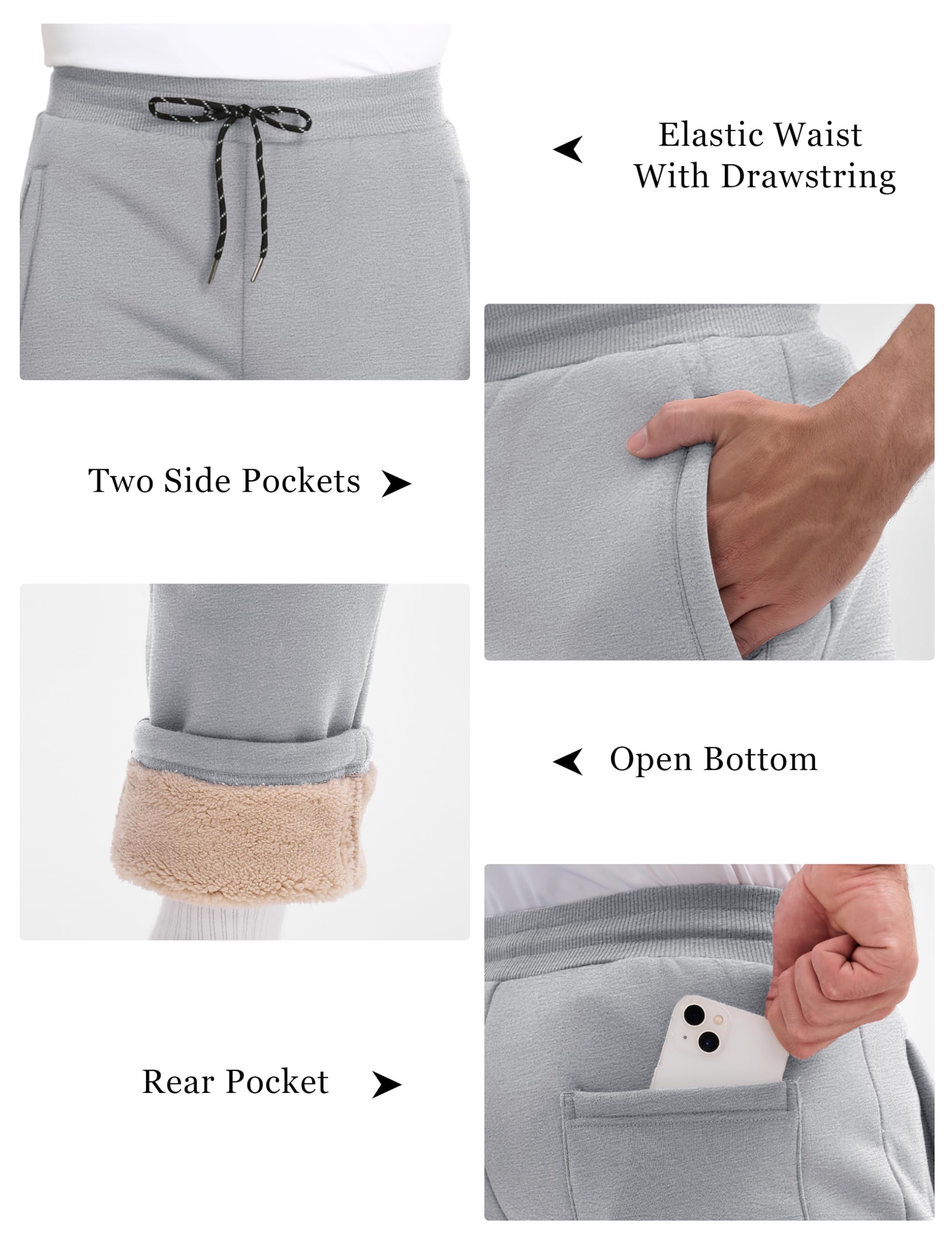 MAGCOMSEN Men's Winter Fleece Pants - Sherpa Lined Sweatpants for Cold Weather, Thick Warm Athletic Joggers for Running & Outdoor Activities | Perfect for Hiking, Gym Workouts and Lounging at Home