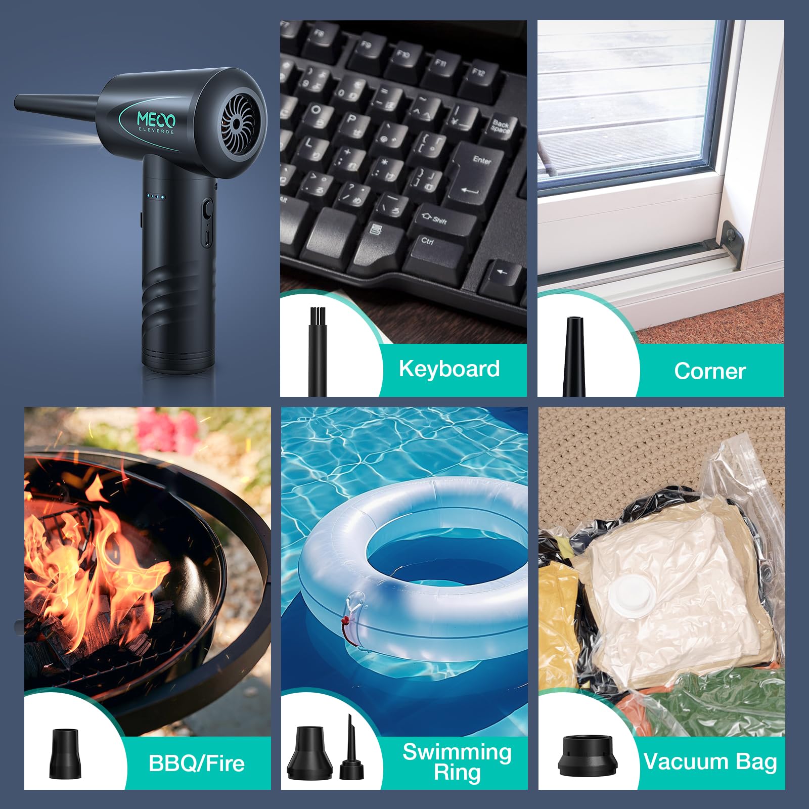 Electric Air Duster for Electronics - 100,000 RPM Cordless Compressed Air Blower, Reusable Keyboard Cleaner for PC, Laptop, Home & Office - 2-Hour Fast Charge - Perfect for Cleaning Computers, Keyboards, Electronics & Hard-to-Reach Areas