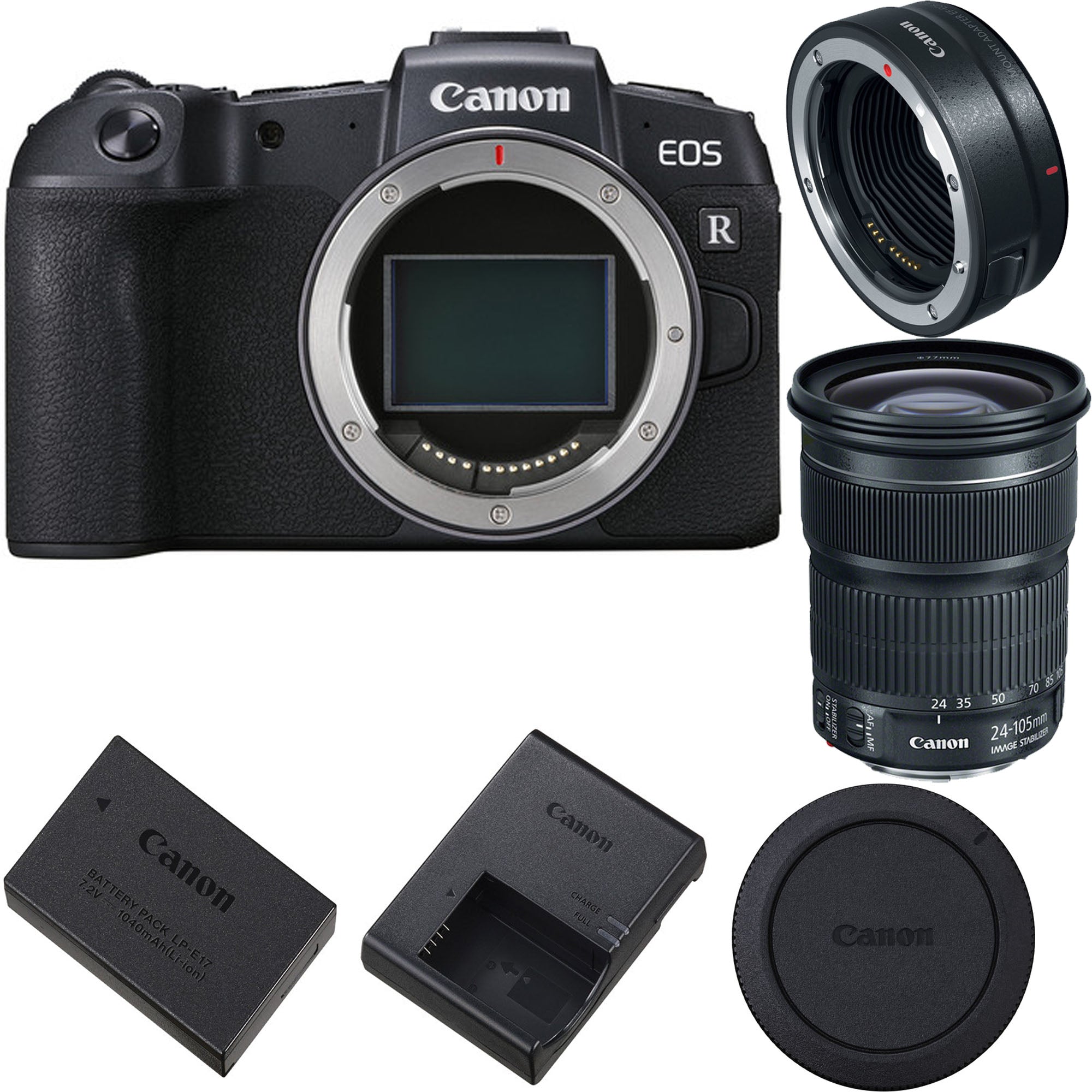 Canon EOS RP Full Frame Mirrorless Digital Camera with 24-105mm f/3.5-5.6 STM Lens & EF-EOS R Adapter Kit - Professional Photography, Vlogging & Travel (Black)