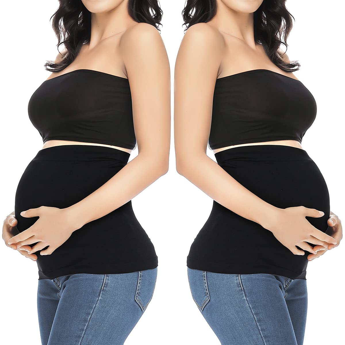 Pregnancy Belly Bands for Women - Maternity Support Belt for Pants & Jeans - Postpartum Abdominal Wrap - Comfortable for Work, Exercise & Daily Activities