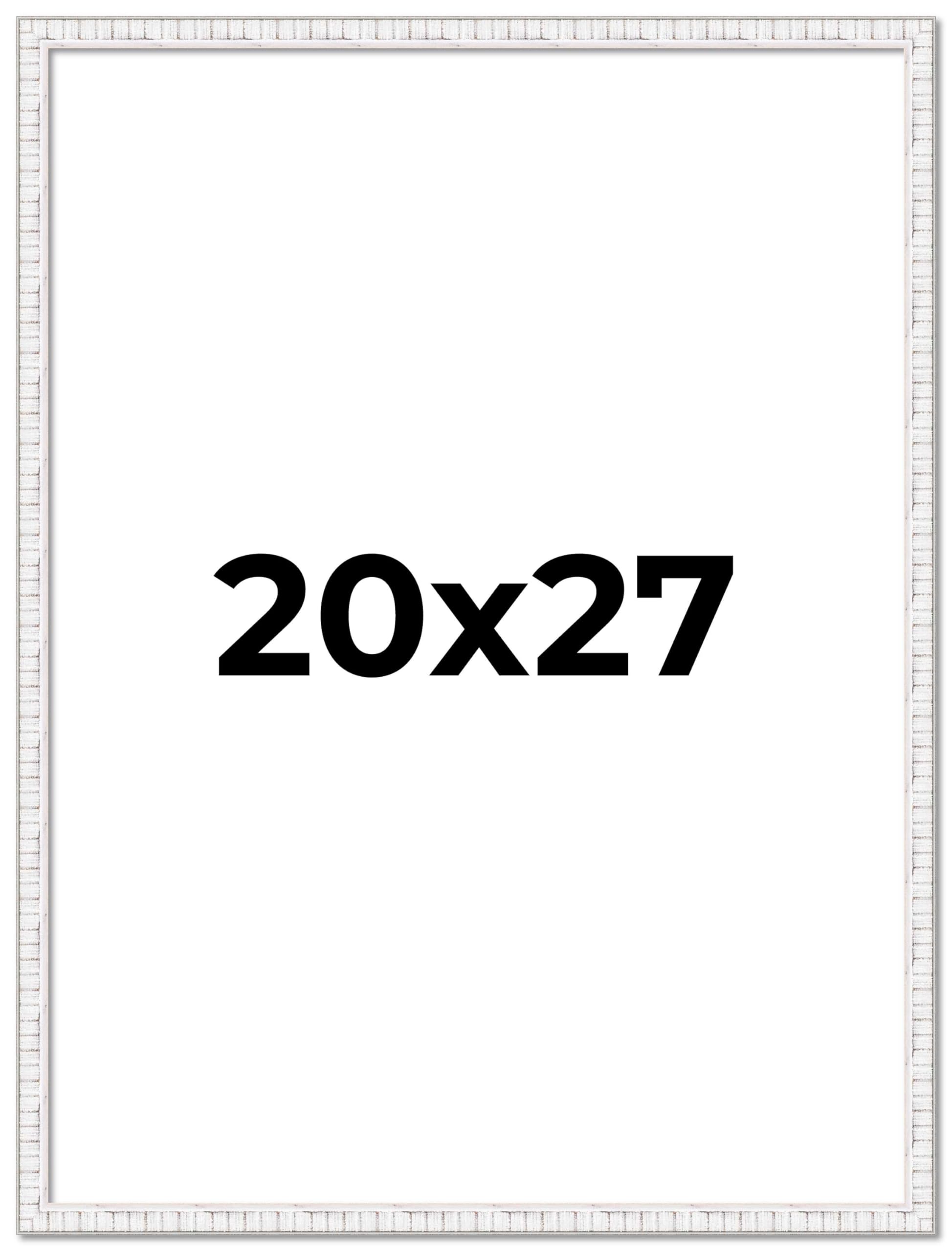 20x27 Inch White Distressed Solid Wood Picture Frame - 0.75