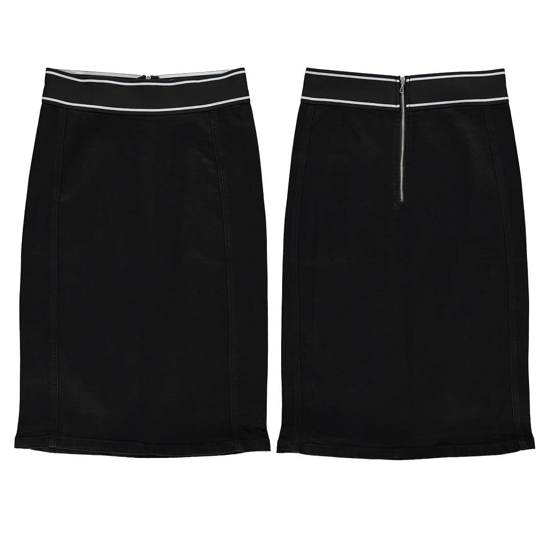 Stylish Women's Denim Look Pencil Skirt DC-721 - High Waist Slim Fit Stretchy Office Work Skirt for Business Casual & Party Wear