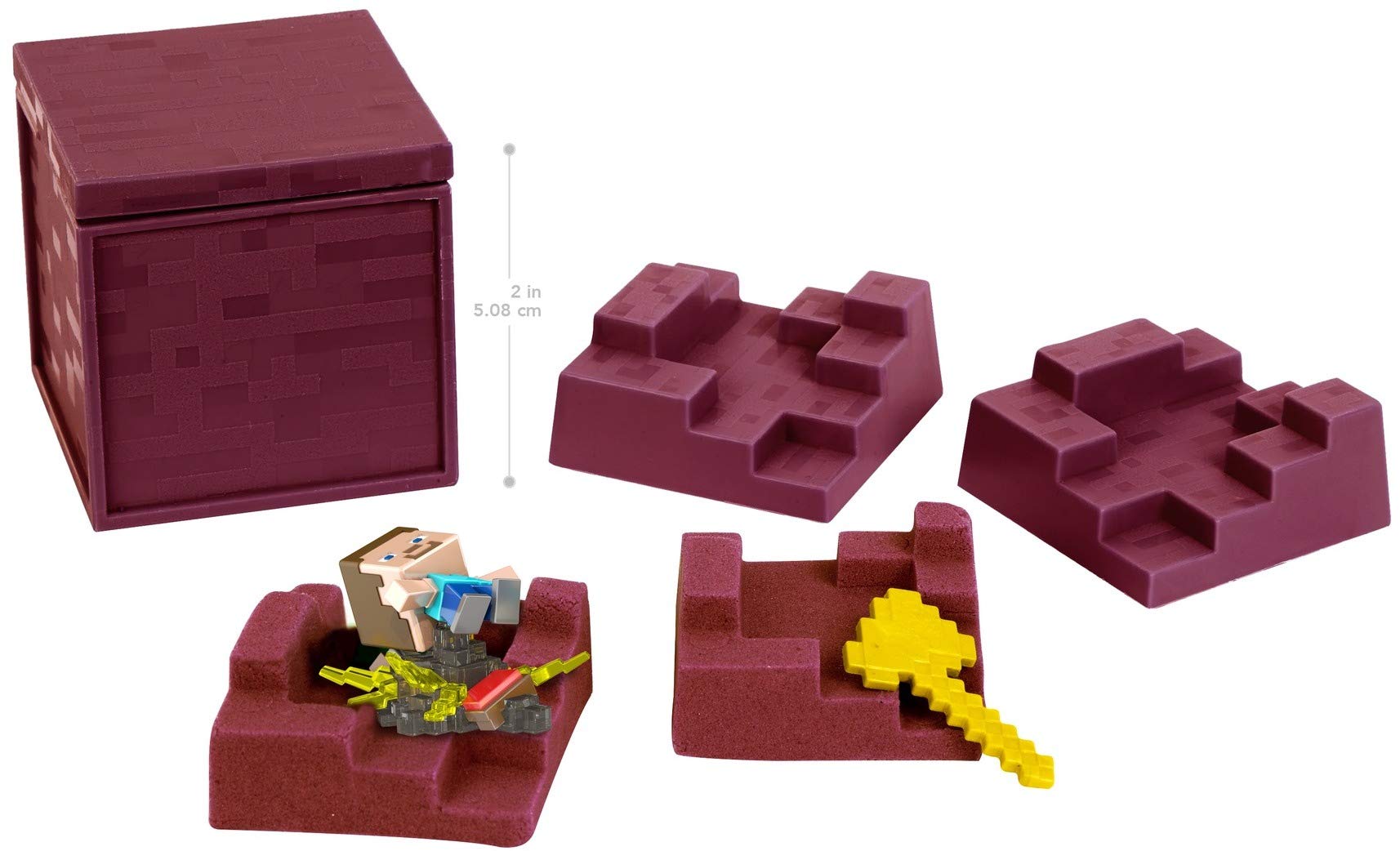 Minecraft Mini Mining Set - Nether Nap Steve Figure & Environment Accessory with Moldable Sand | Creative Building Toy for Kids 6+ | STEM Learning, Birthday Gift for Minecraft Fans | Perfect for Classroom Activities & Imaginative Play