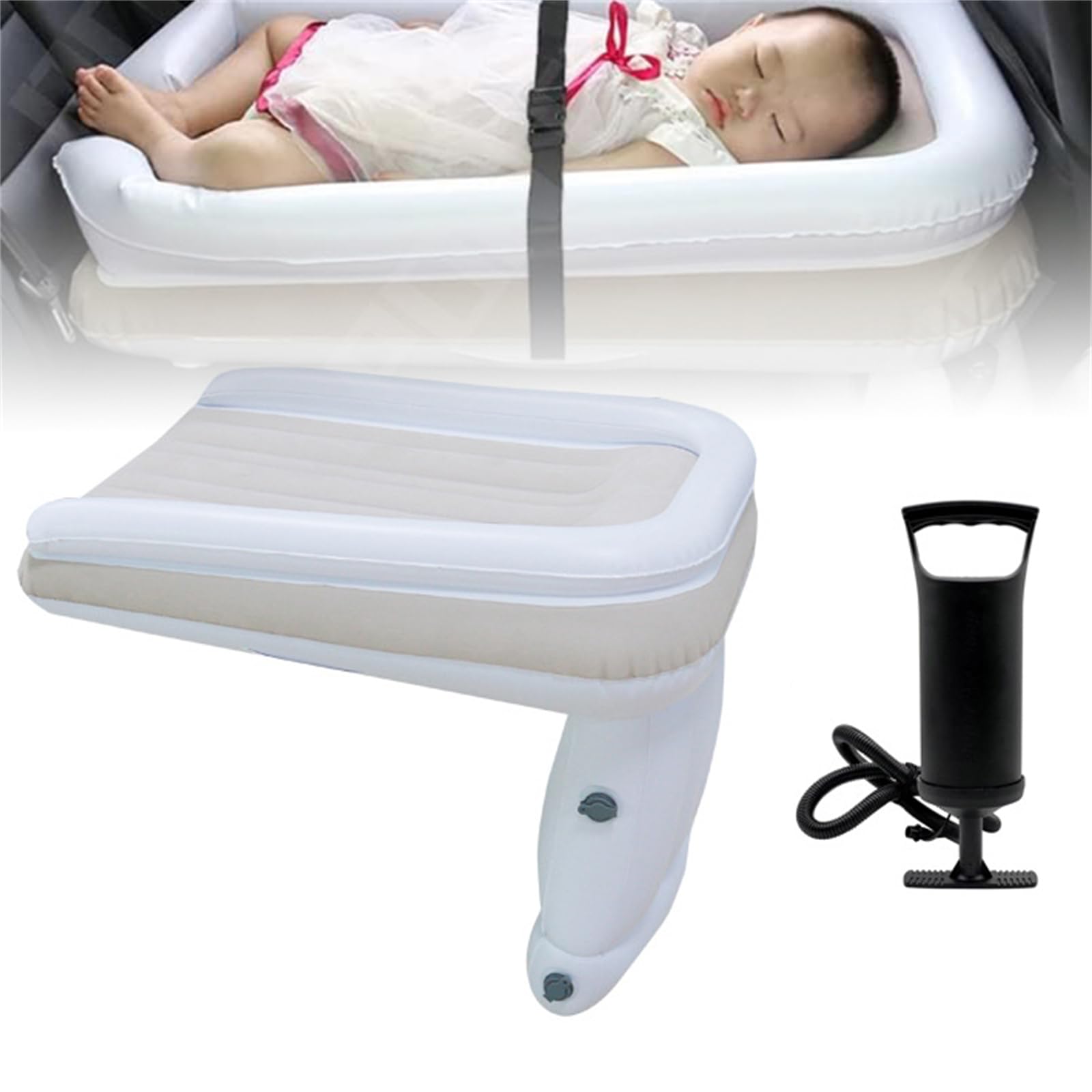 Inflatable Airplane Bed for Kids - Portable Toddler Travel Mattress with Pump for Car, Plane & Camping | Comfortable Back Seat Bed for Indoor & Outdoor Use on Road Trips, Flights & Family Vacations