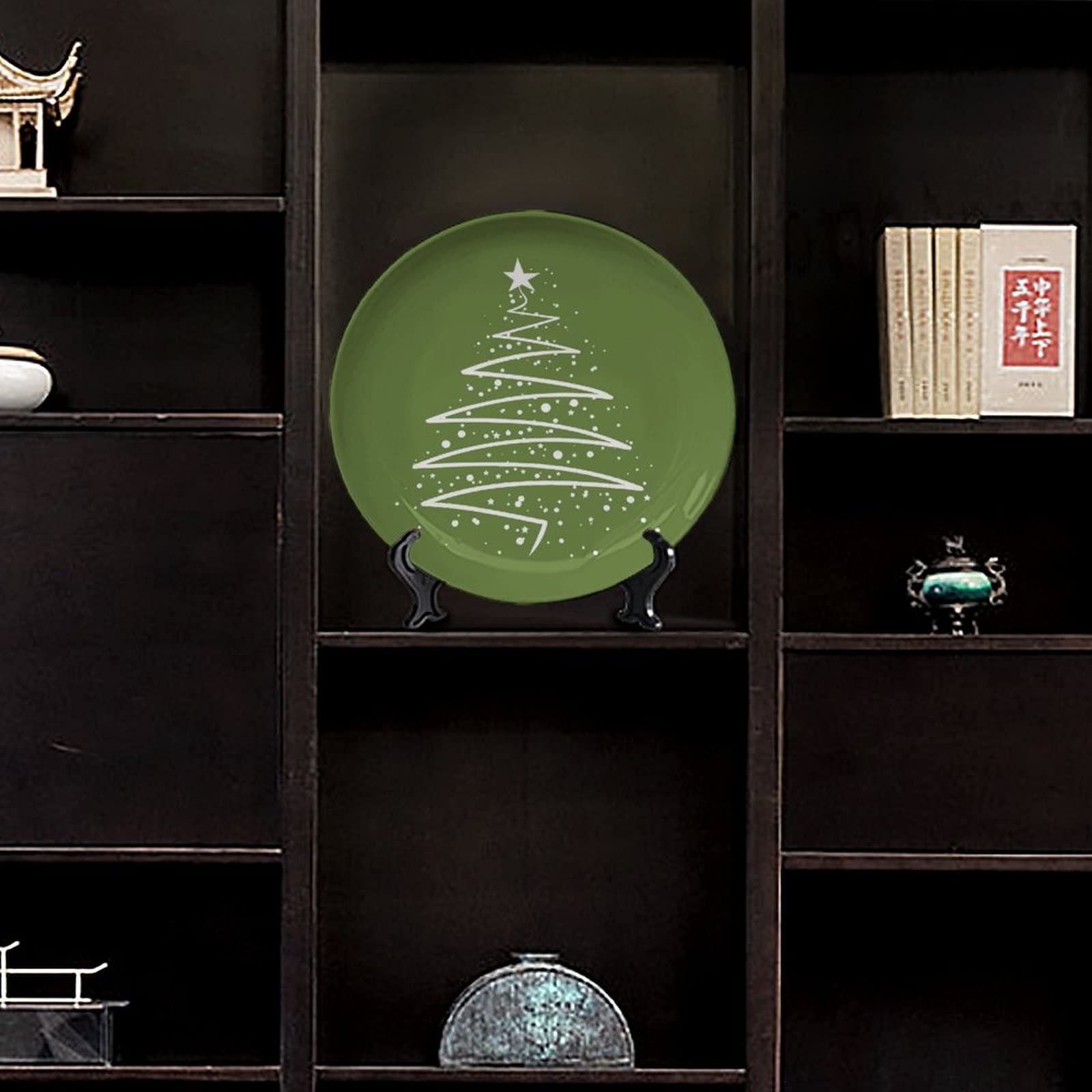 Christmas Ceramic Decorative Plates - 10inch Holiday Tableware with Simple Christmas Tree Design for Dining, Living Room, Bedroom & Bathroom Decor - Perfect for Festive Table Settings, Gift Giving and Seasonal Home Decoration
