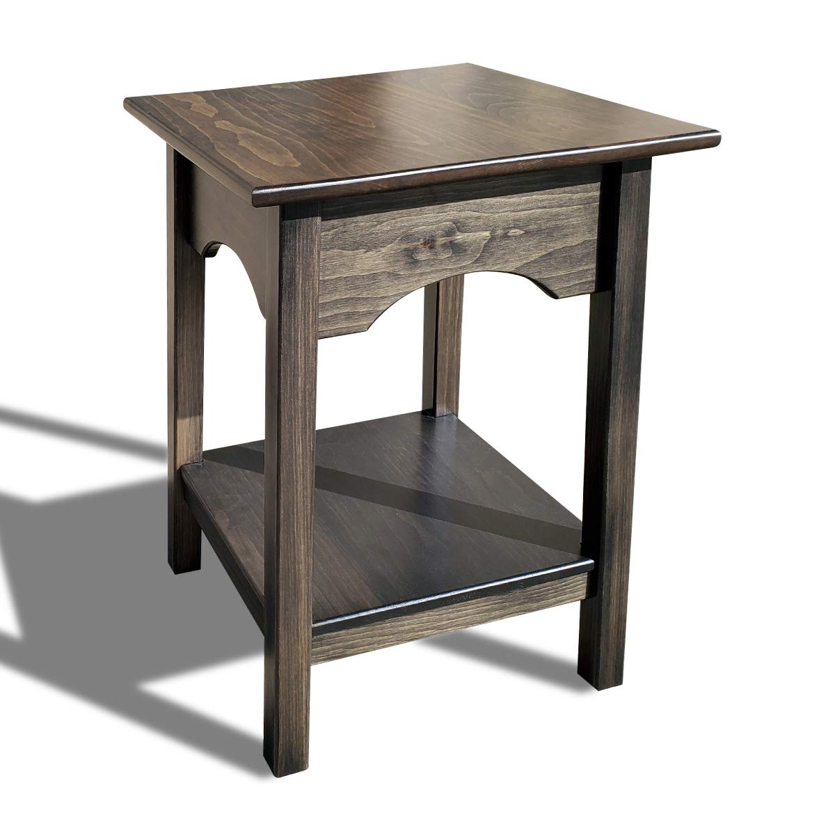 2-Tier Side Table with Shelf - Modern Living Room End Table & Bedroom Nightstand for Storage and Décor, Small Space Furniture for Home, Office, or Dorm (Mocha Finish) - Perfect for Holding Lamps, Books, and Decorative Items