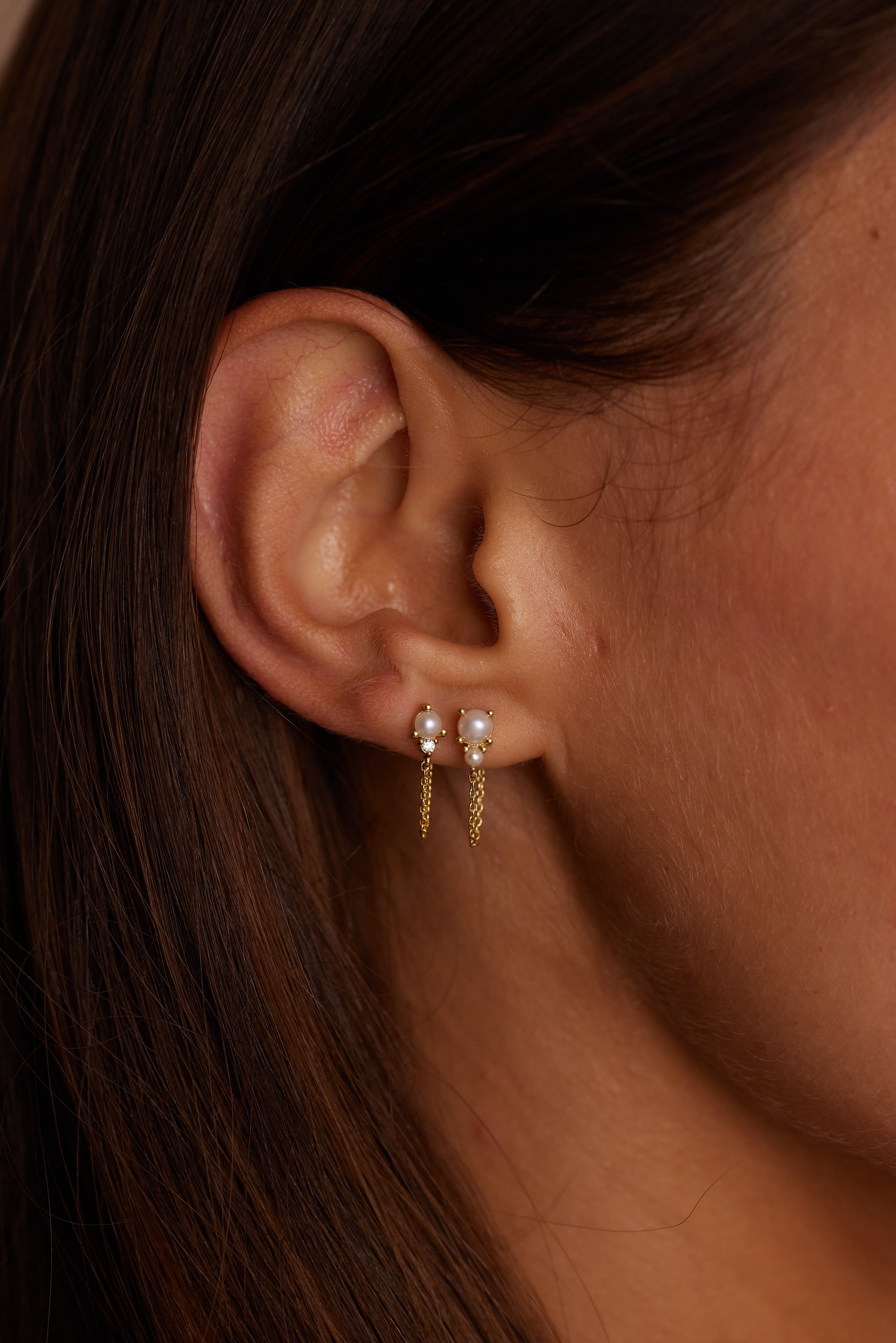 June Birthstone Ombre Pearl 14K Gold Stud Earrings - Perfect Gift for June Birthdays, Anniversaries & Special Occasions