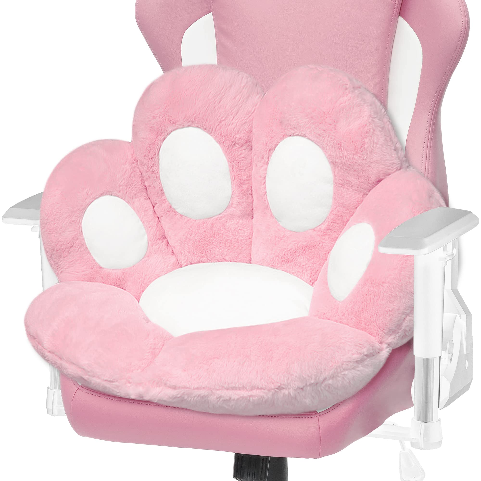 ELFJOY Plush Cat Paw Chair Cushion - Soft Comfort for Office & Gaming Chairs - 80x70cm Pink Home Decor Pillow - Perfect for Work, Study, and Relaxation