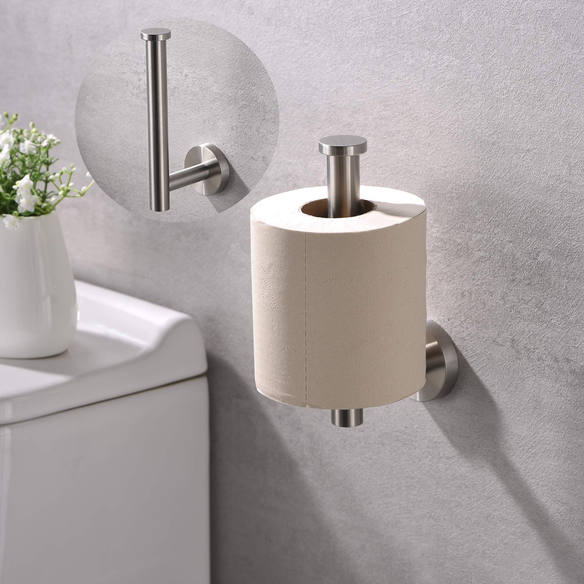 Stainless Steel Toilet Paper Holder Wall Mounted - Rustproof Modern Bathroom Tissue Roll Dispenser with Brushed Nickel Finish - Perfect for Home, Office, and Commercial Washrooms