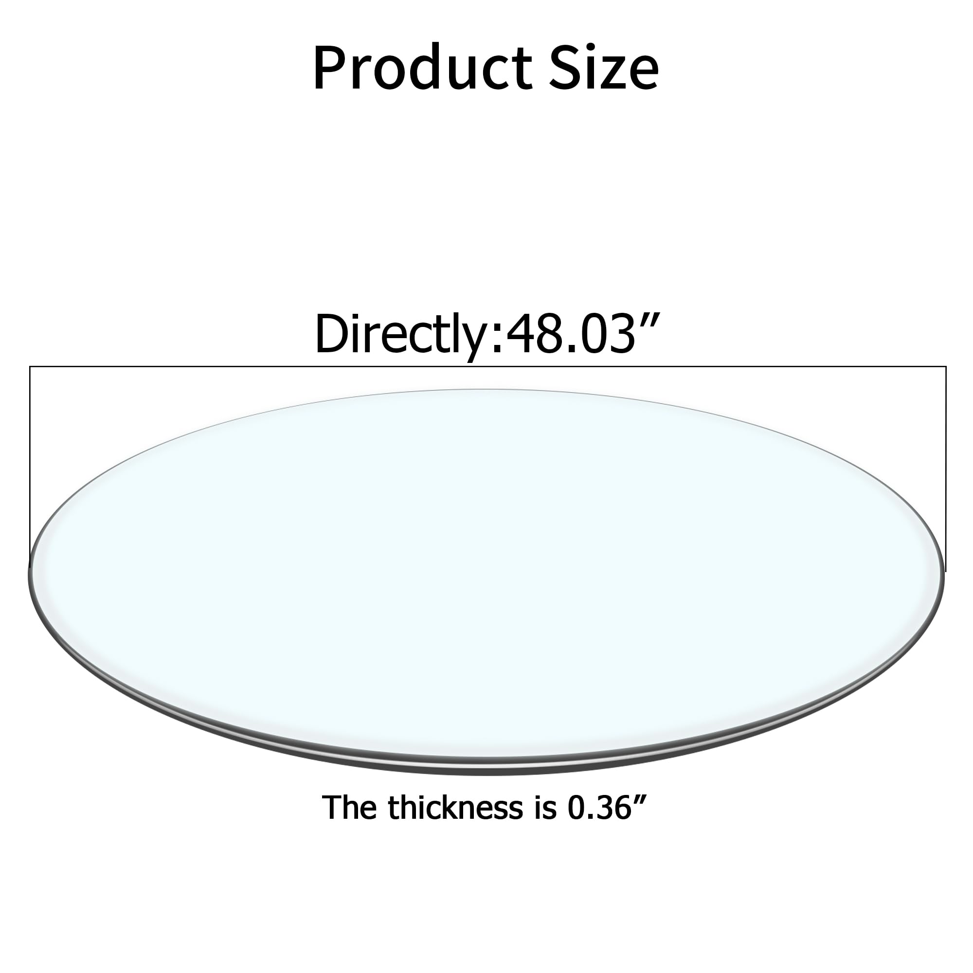 48 Inch Round Tempered Glass Table Top - 0.35