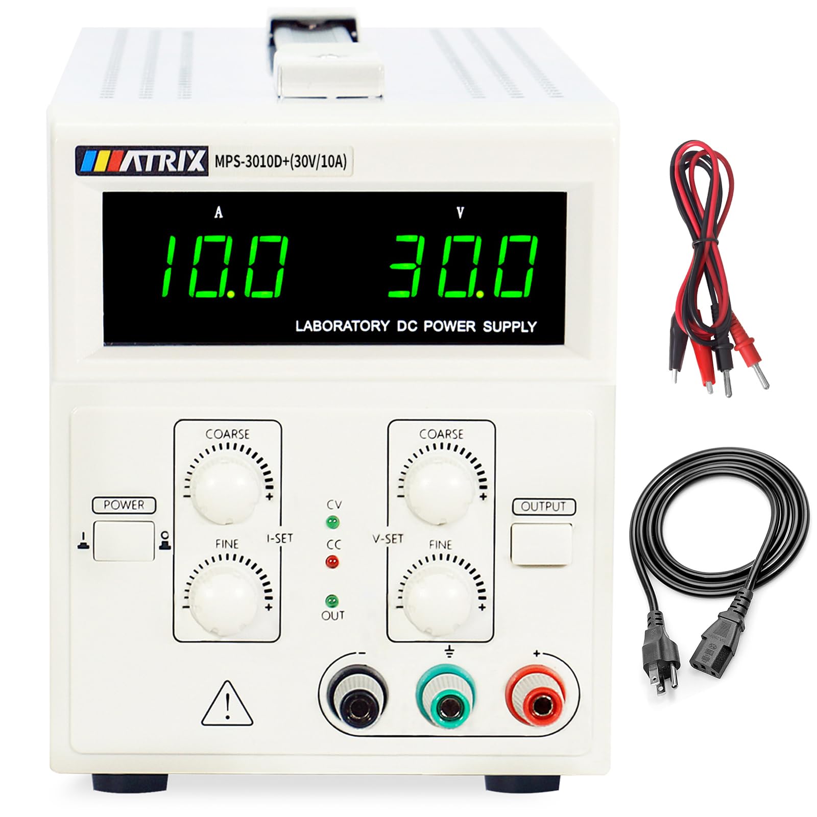 MATRIX MPS-3010D+ 30V 10A Regulated Linear DC Bench Power Supply - Adjustable Voltage & Current with Pre-Setting, Output Button - Perfect for Electronics Testing, Lab Equipment, DIY Projects & Circuit Prototyping