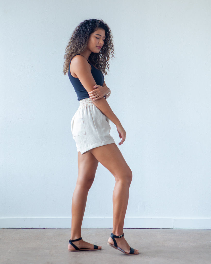True Bias Dani Short & Pants - Women's High Waisted Linen Shorts & Pants Set for Summer - Perfect for Beach, Vacation and Casual Wear