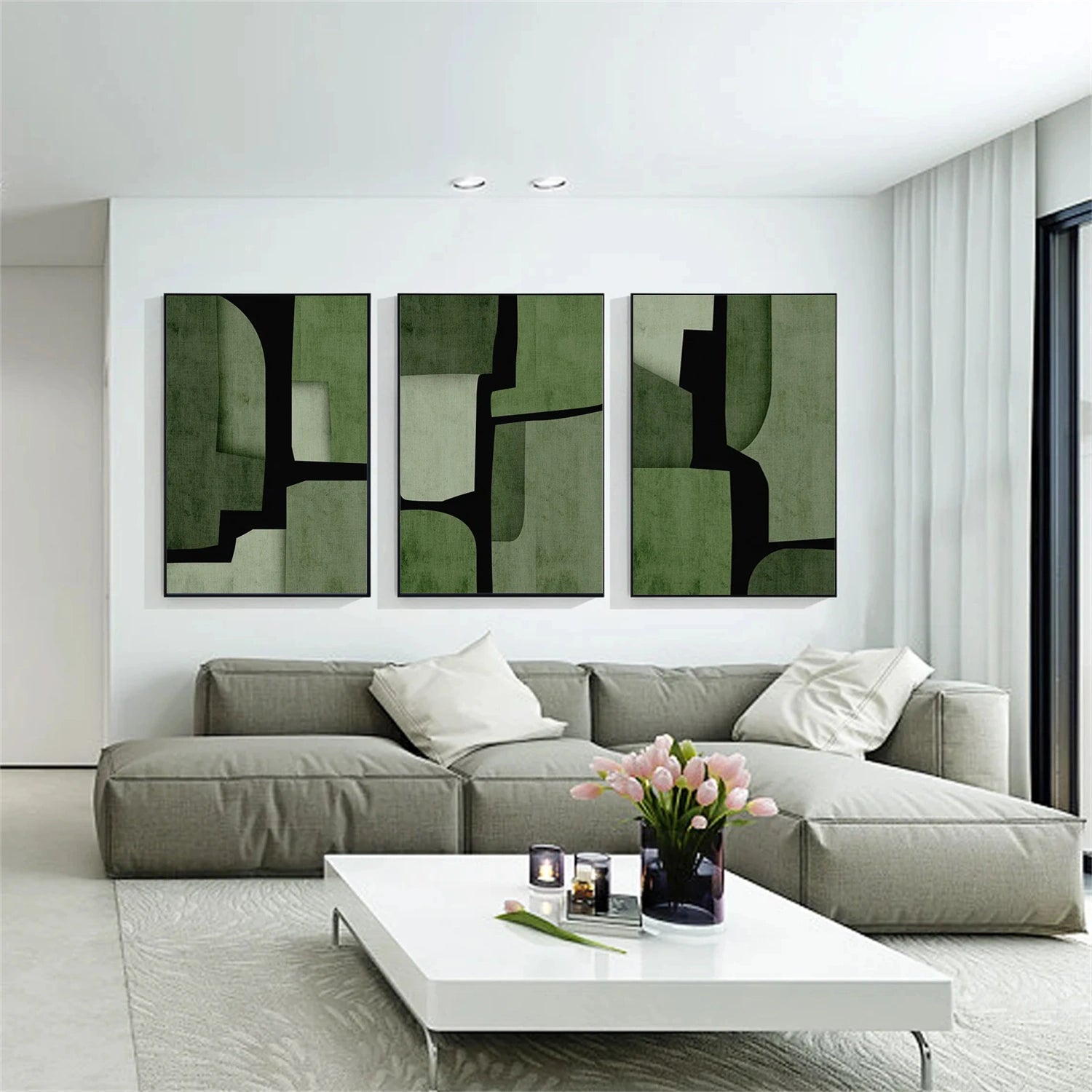 Abstract Tranquility Wall Art Set of 3 Canvas Paintings - Modern Home Decor for Living Room, Bedroom & Office #WS292