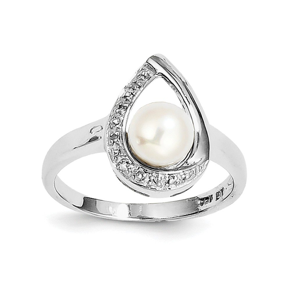 925 Sterling Silver Diamond & Pearl Ring for Women - 0.02ct Dainty Jewelry - Perfect for Anniversary, Engagement & Special Occasions