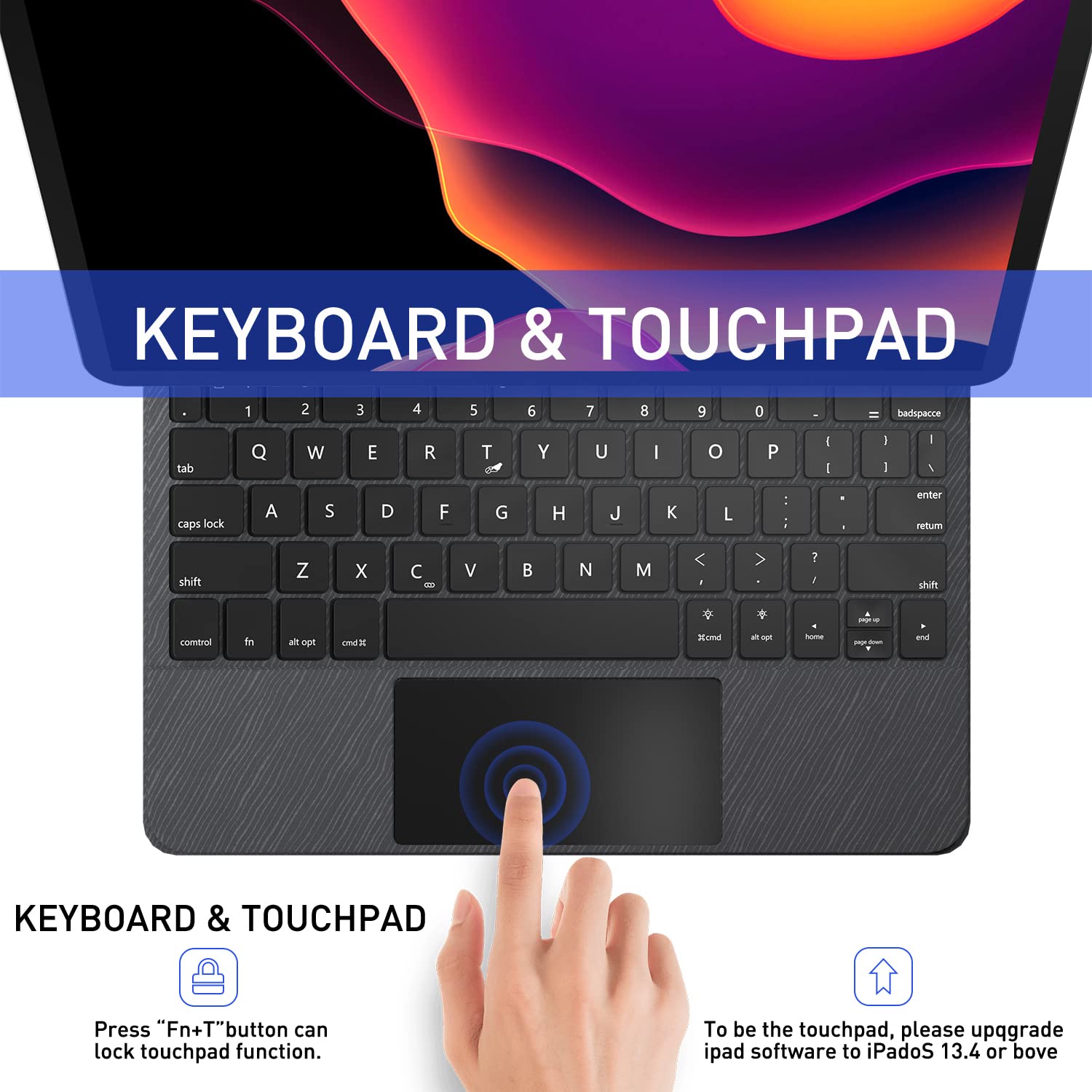 Doqo Magnetic Backlit Wireless Keyboard Case with Multi-Touch Trackpad for iPad Air 5th/4th Gen (2020-2022) & iPad Pro 11 (2018-2021) - Perfect for Work, Study & Travel