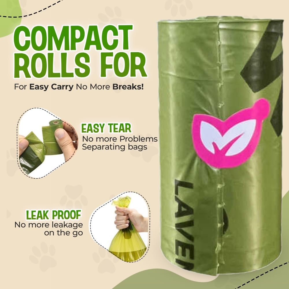 Premium Lavender Scented Dog Poop Bags - 270 Count Leak-Proof, Extra Thick & Strong Waste Bags (9” x 13”) for Large Dogs & Cats | Ideal for Walks, Park Visits & Backyard Cleanup