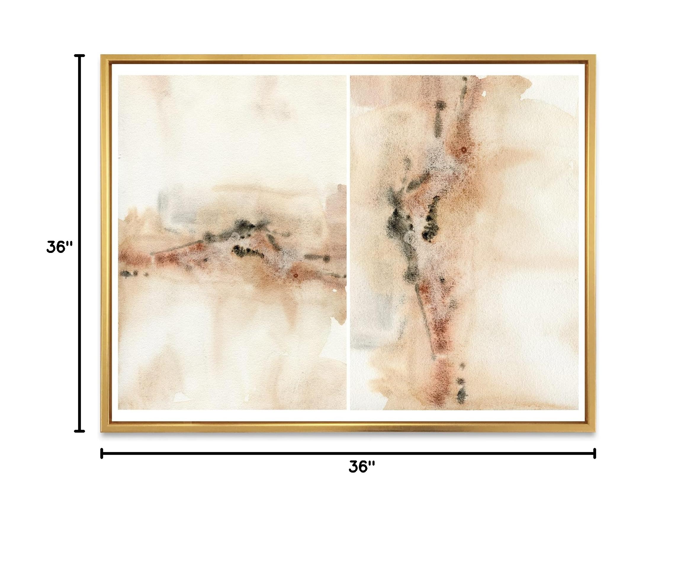 Abstract Yellow Beige Red Pink Spots Pastel Framed Canvas Wall Art Print - Modern Home Decor for Living Room, Bedroom & Office