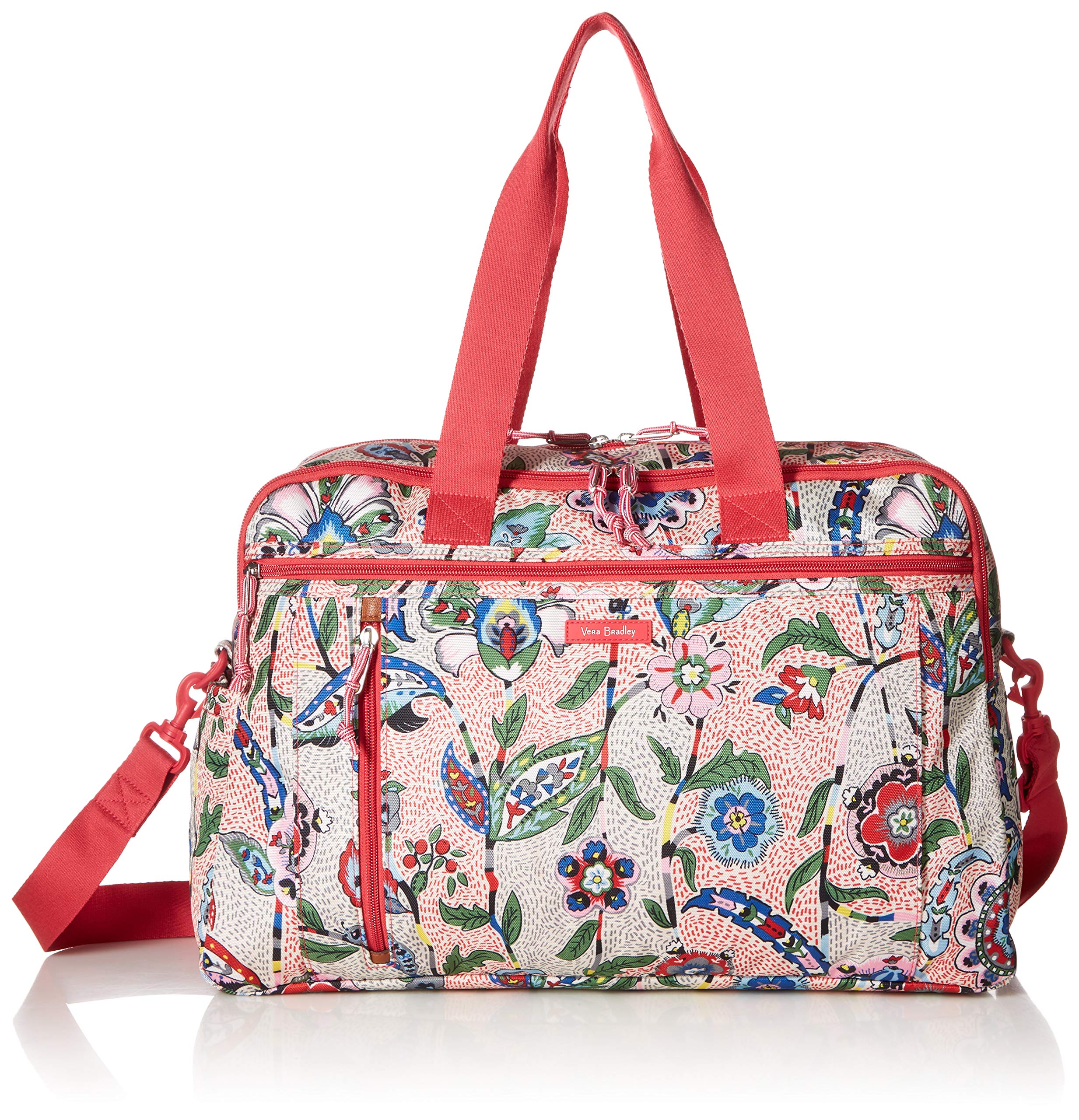 Vera Bradley Women's Lightweight Weekender Travel Bag - Stitched Garden Print, Spacious Carry-On Duffel for Weekend Trips & Gym, Perfect for Travel, Work & Leisure