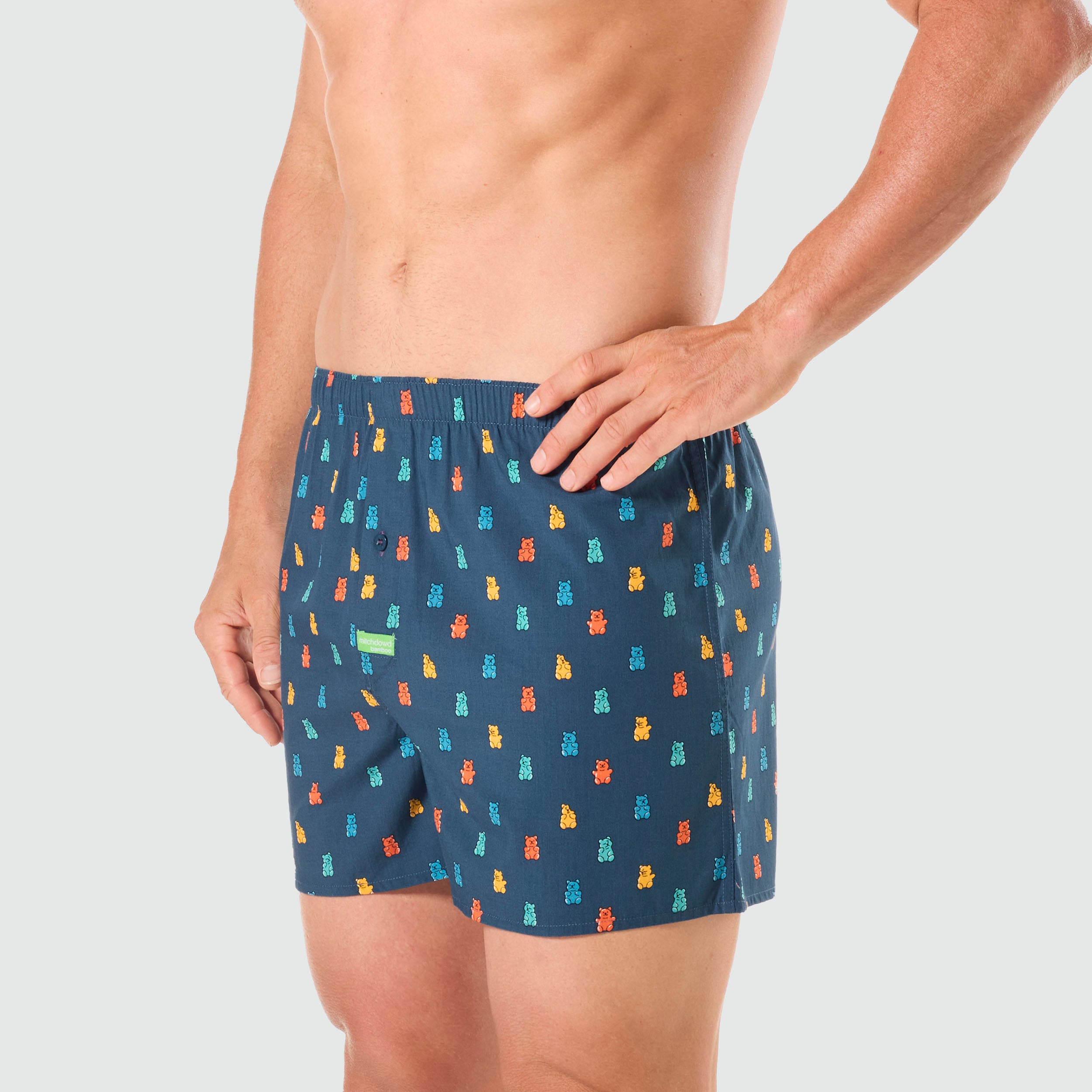 Men's Candy Bear Cotton Boxer Shorts - Soft Breathable Underwear for Comfort & Style - Blue - Perfect for Sleep, Lounge & Everyday Wear