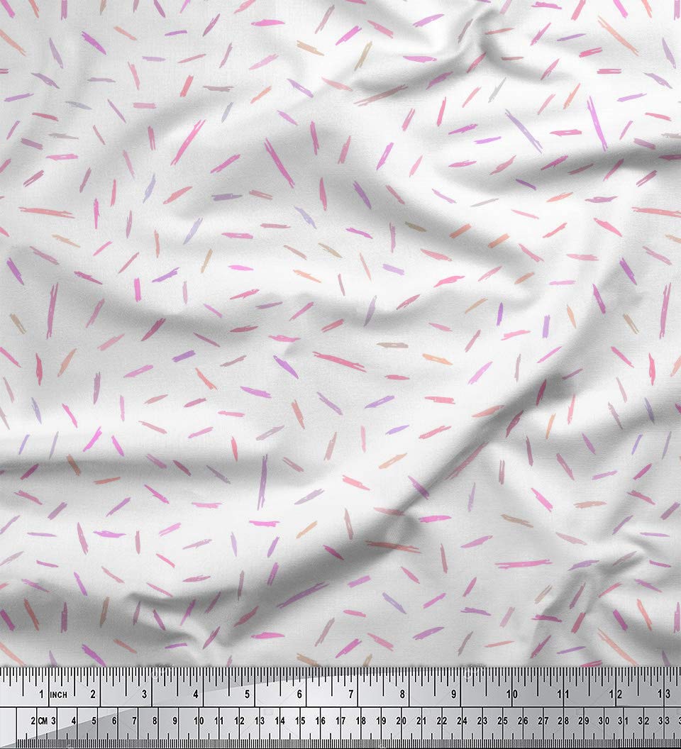 Soimoi Moss Georgette White Fabric by The Yard - 42 Inch Wide Brush Stroke Abstract Textile - Artistic Printed Fabric for Dresses, Scarves & Home Decor - Perfect for DIY Fashion & Interior Design Projects