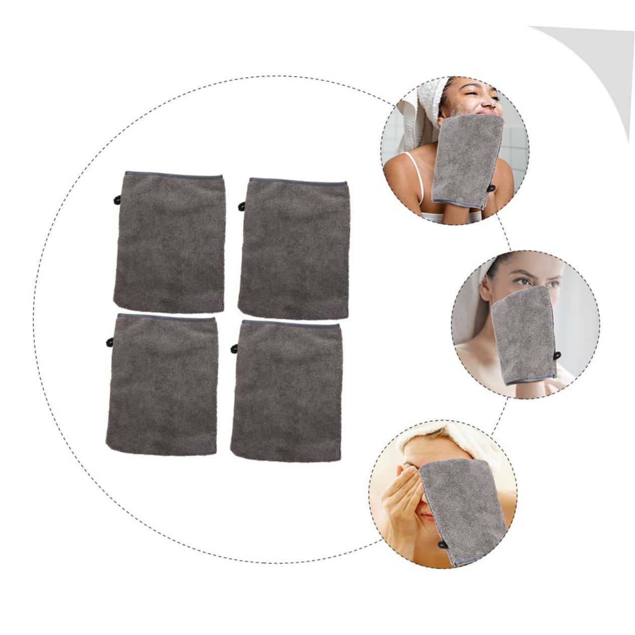 Healeved 4-Piece Fiber Makeup Remover Gloves - Soft Facial Cleansing Mittens for Gentle Exfoliation & Makeup Removal | Perfect for Travel, Daily Skincare & Spa Days