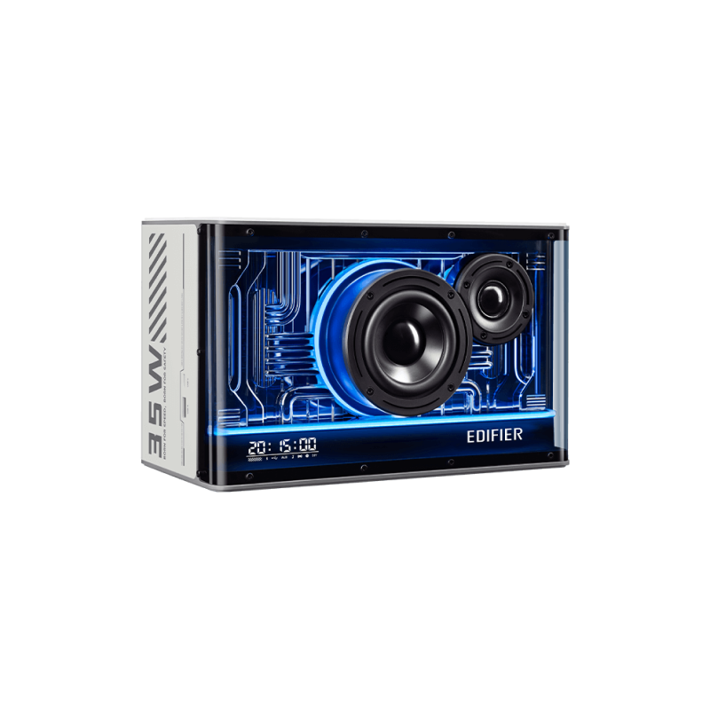 Edifier QD35 White Bluetooth Speaker with RGB Lights - Wireless Tabletop Speaker for Home, Office, Gaming & Party Use