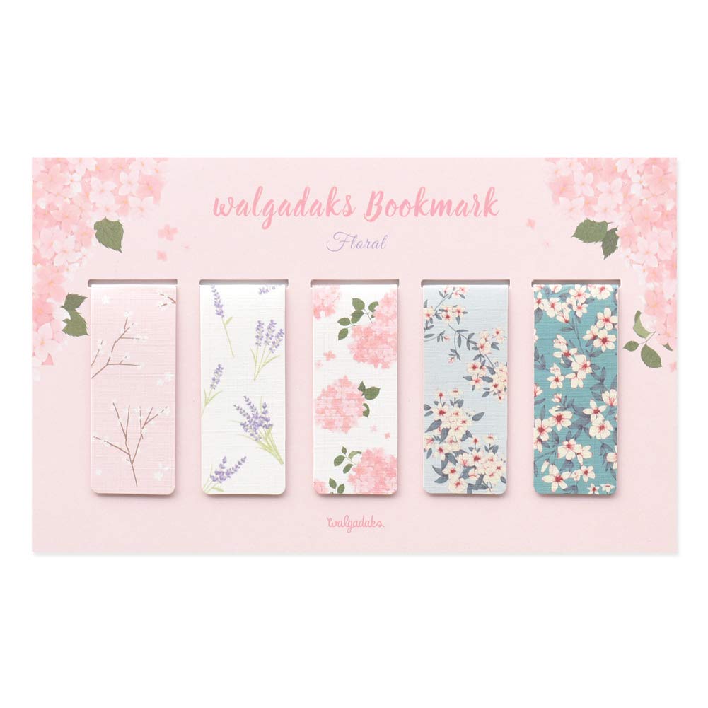 Monolike Magnetic Floral Bookmarks - Set of 5 Elegant Flower Design Page Holders for Books, Journals, Planners & Gifts