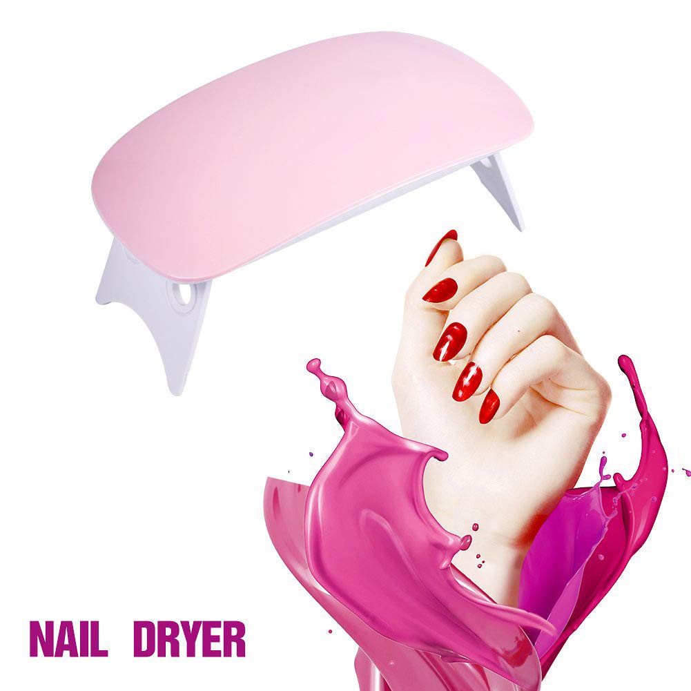 SUN BEAUTY GLOBAL Mini 6W LED UV Nail Dryer - Portable Gel Polish Curing Lamp with USB Power & 45S/60S Timer (Pink) | Perfect for Home Manicures, Salon Use & Travel Nail Care