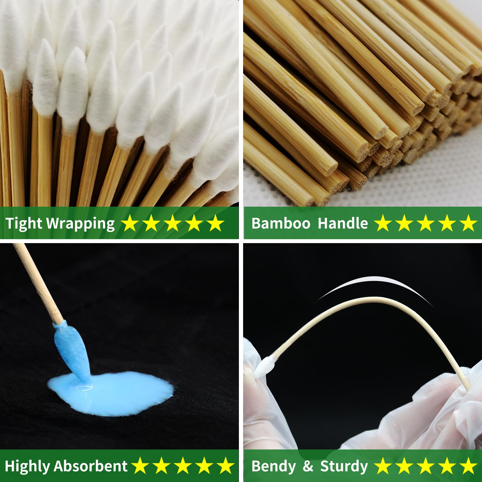 1000PCS Gun Cleaning Patches + 200PCS Pointed/Round Cotton Swabs + 2PCS Microfiber Cloths - Lint Free Gun Maintenance Kit with 6