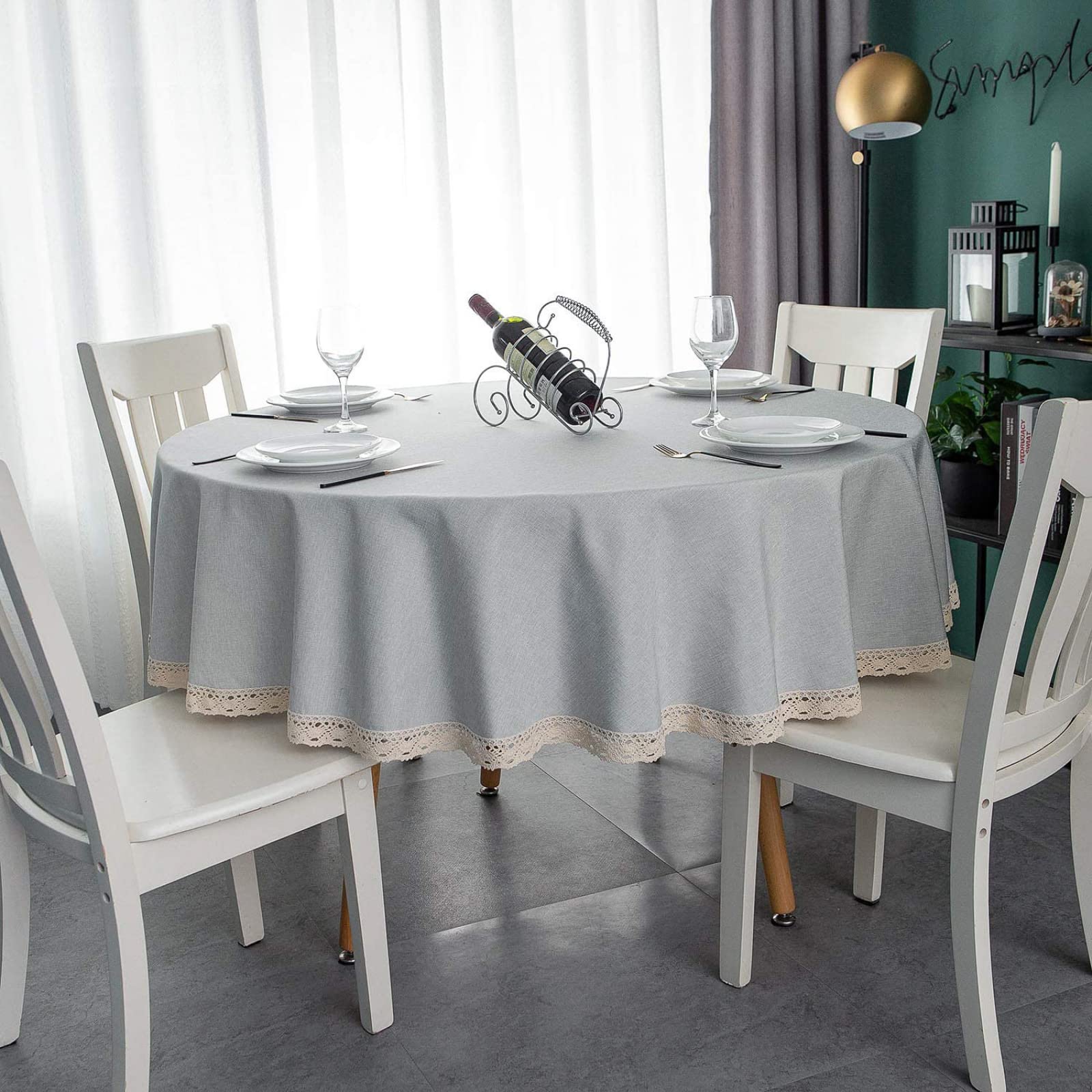LIUJIU Cotton Linen Tablecloth - Rectangular Twill Table Cover for Dining Room & Kitchen Decor - Washable & Durable - Multiple Sizes (120cm) - Perfect for Dinner Parties, Daily Meals & Home Decoration